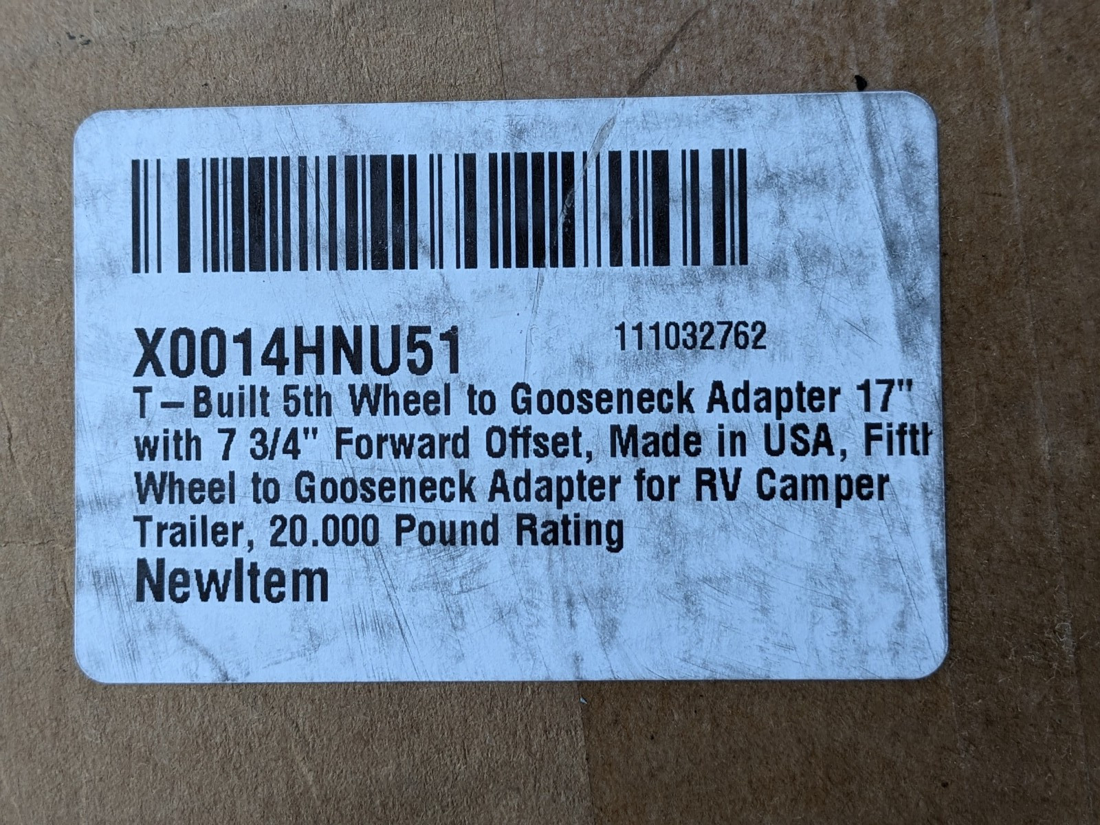 NEW 17″ Fifth (5th) Wheel RV to Goose Neck Adapter Hitch 7 3/4″ Forward Offset