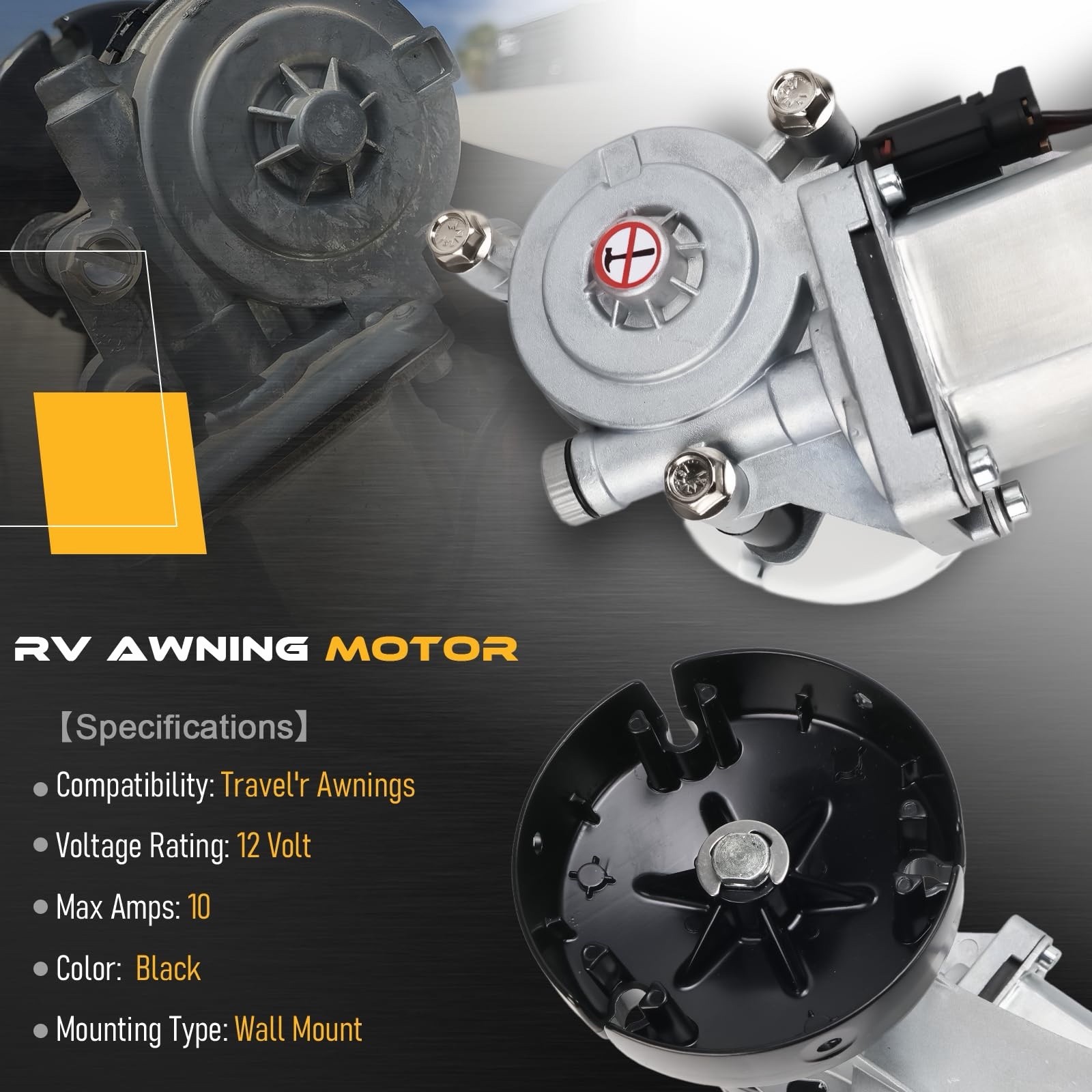 R001326BLK R001326 RV Awning Motor Drive Repair Kit Assembly Up to 21” in Lenght