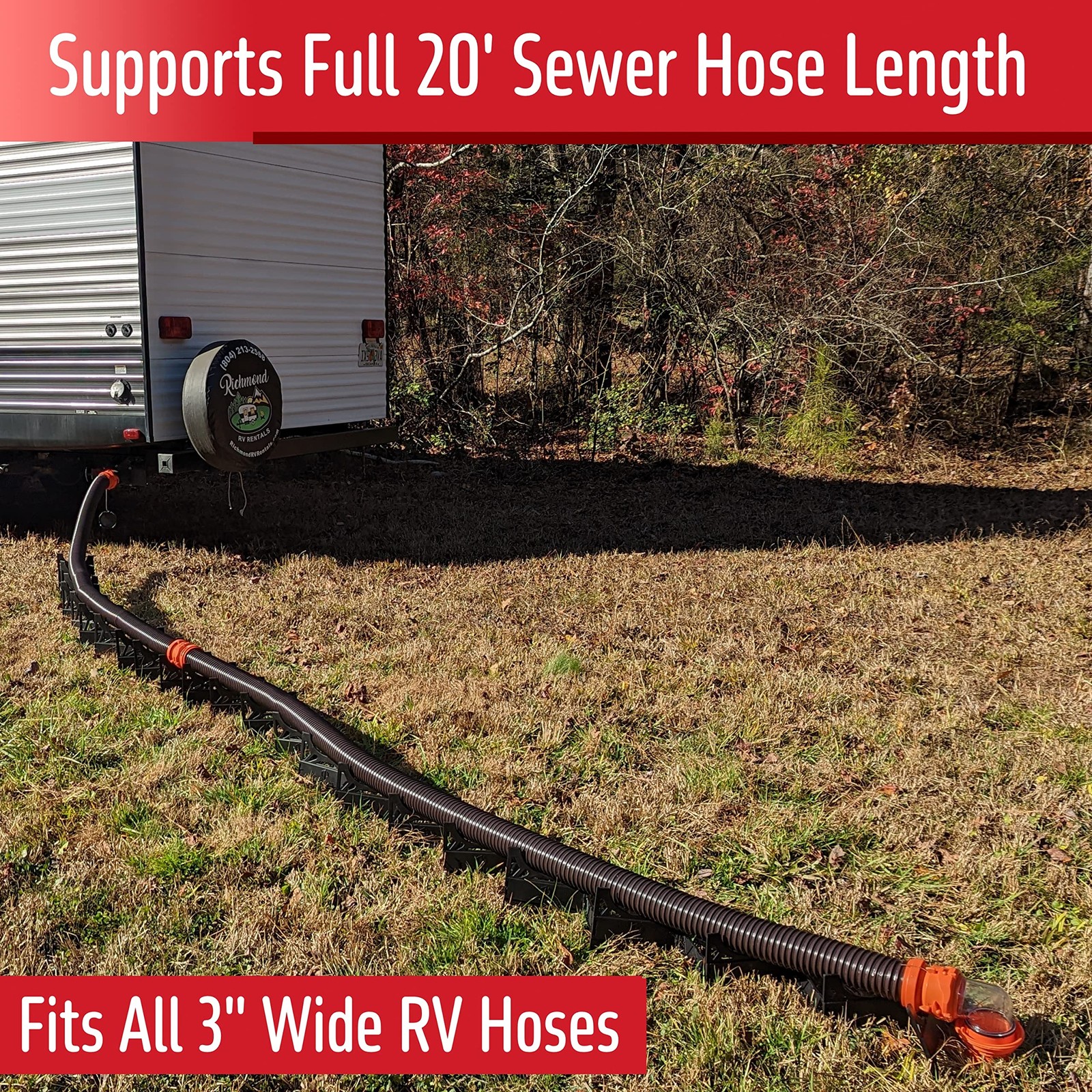 Beech Lane 20 Foot RV Sewer Hose Support, Patented Nesting 20 FT, Black