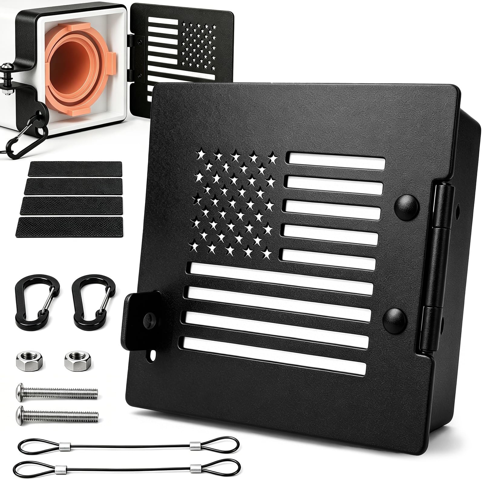 2-Pack RV Bumper End Caps – Aluminum Ventilated Sewer Hose Storage for 4″ Square