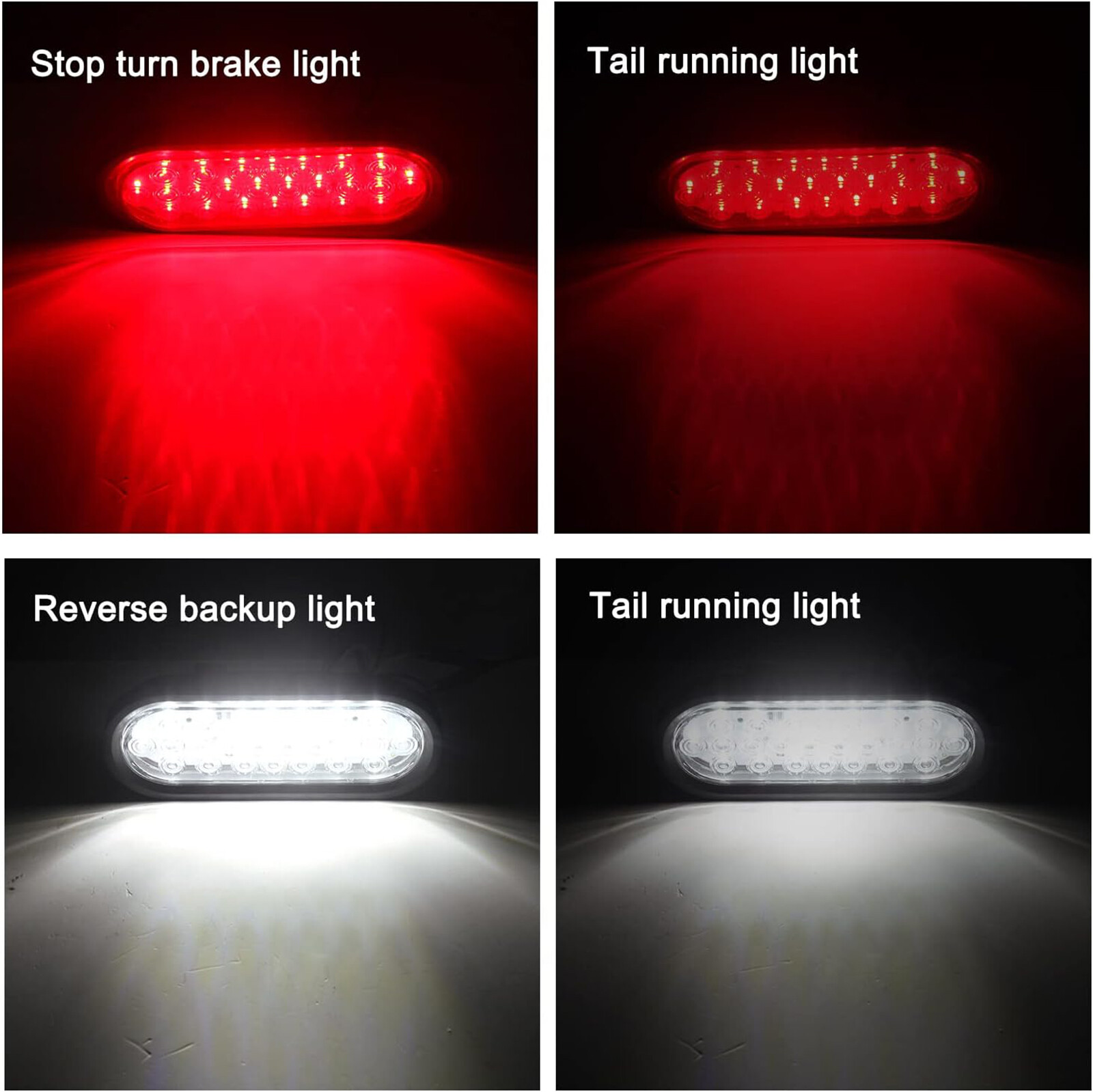 2x 6″ Oval LED Truck Trailer Brake Stop Lights Turn Signal Tail Lamp Waterproof