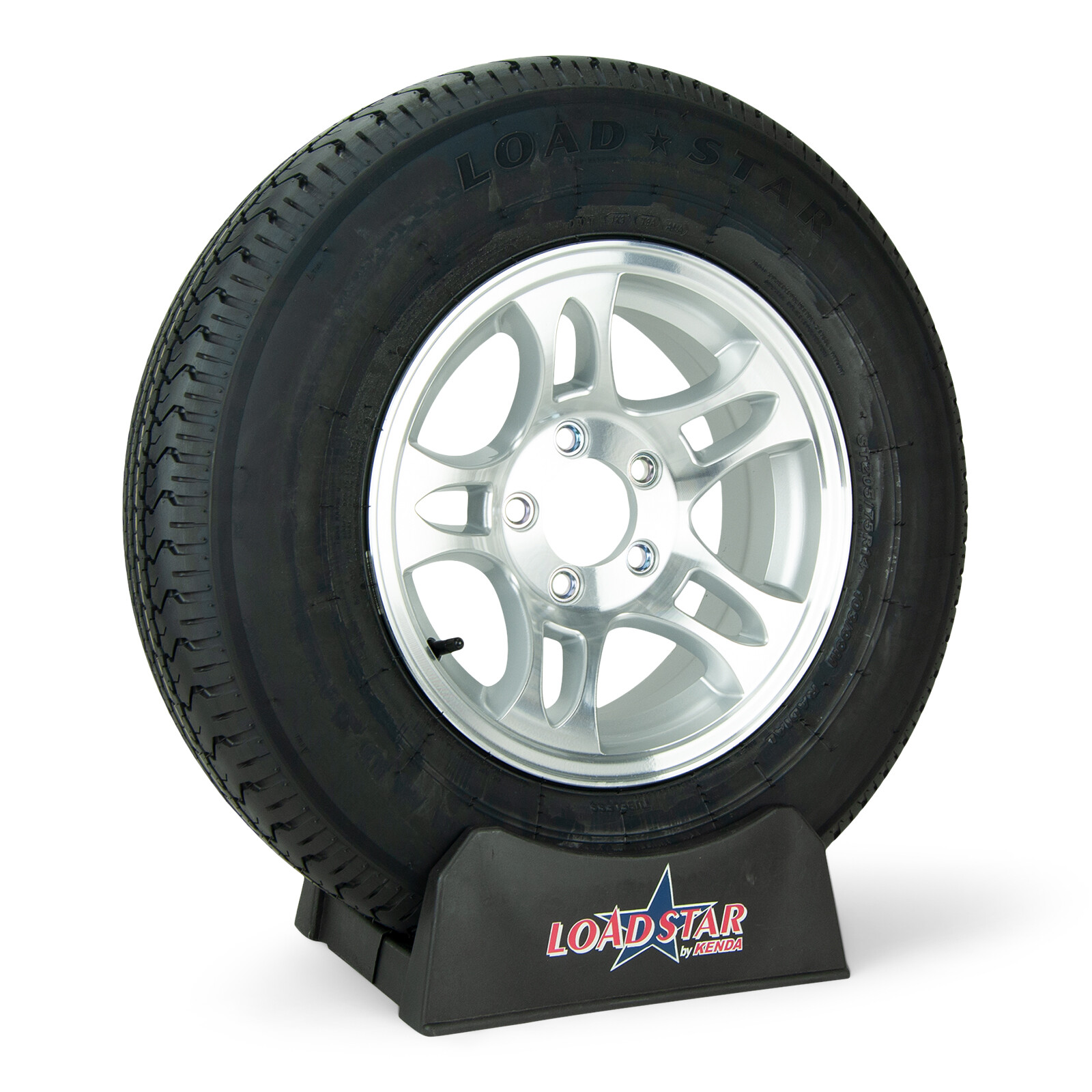 ST205/75R14 Radial Boat Trailer Tire on a Split Spoke Aluminum 5 Lug Wheel