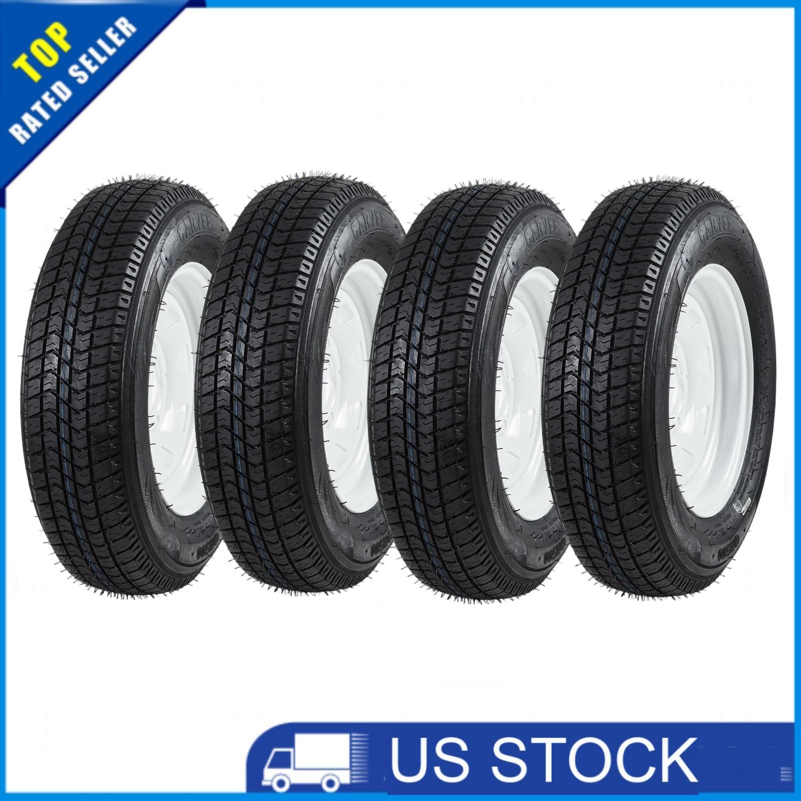 Set Of 4 ST205/75D14 205 75 14 Trailer Tires & Wheels 14″ Rims 5 Lug on 4.5″ 6PR