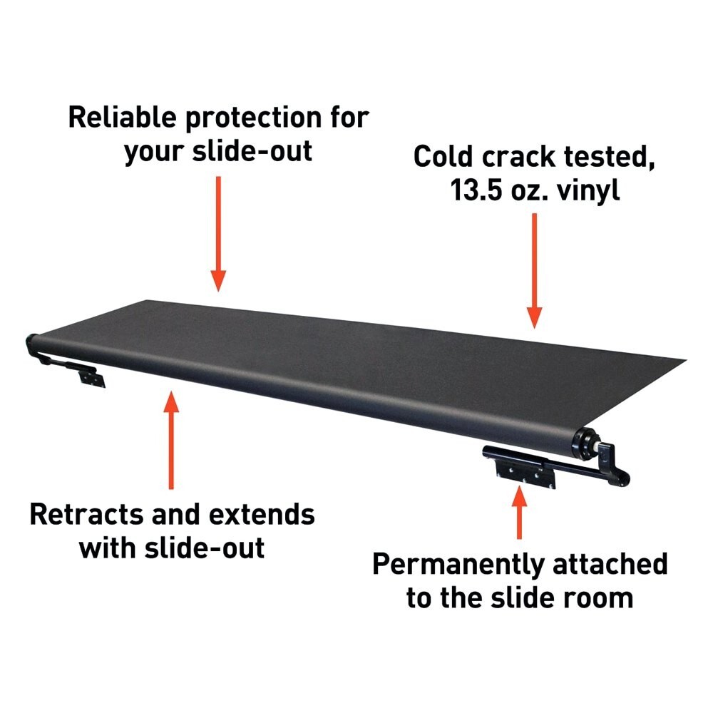 BLACK RV Camper Slideout Topper Awning Fabric Cover Replacement Cut to Fit 107″