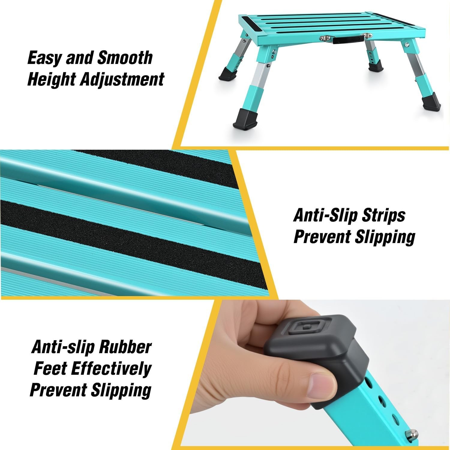 Nilight RV Step Stool Aluminum Folding Platform Steps 19×14.5 RV Steps 4 Levels