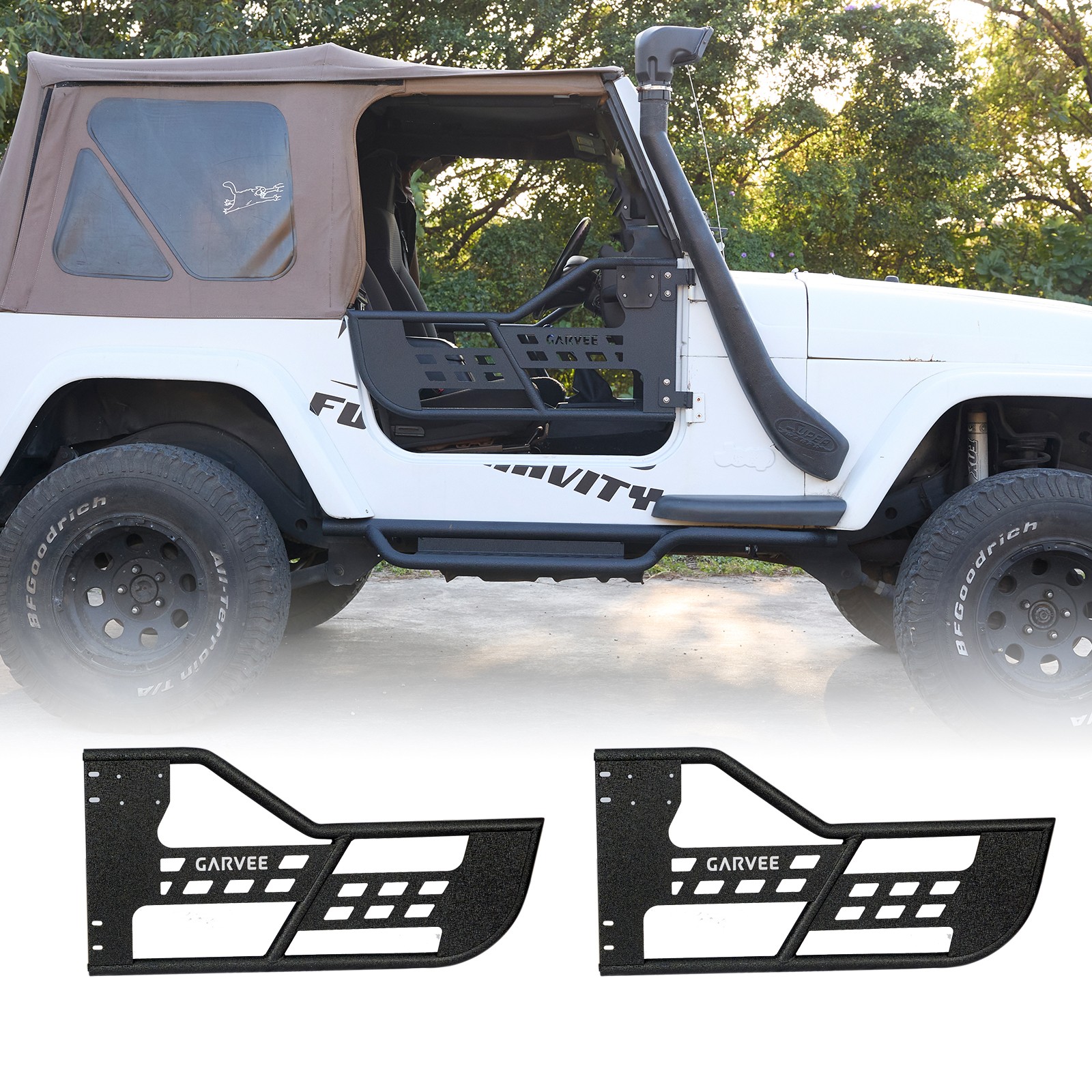 Garvee 2PCS Off-Road Tubular Trail Doors Compatible w/Jeep Wrangler TJ 1997-2006