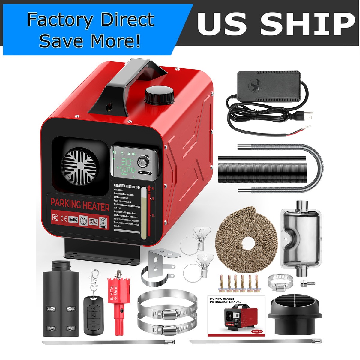 Diesel Parking Heater 12V System Bluetooth Control Truck Metal Plastic