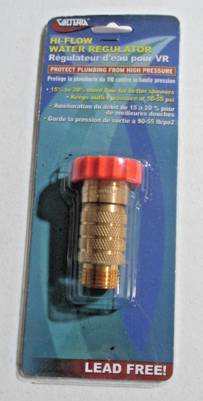 RV Valterra A01-1122VP, Hi-Flow Water Regulator Lead Free, Brass