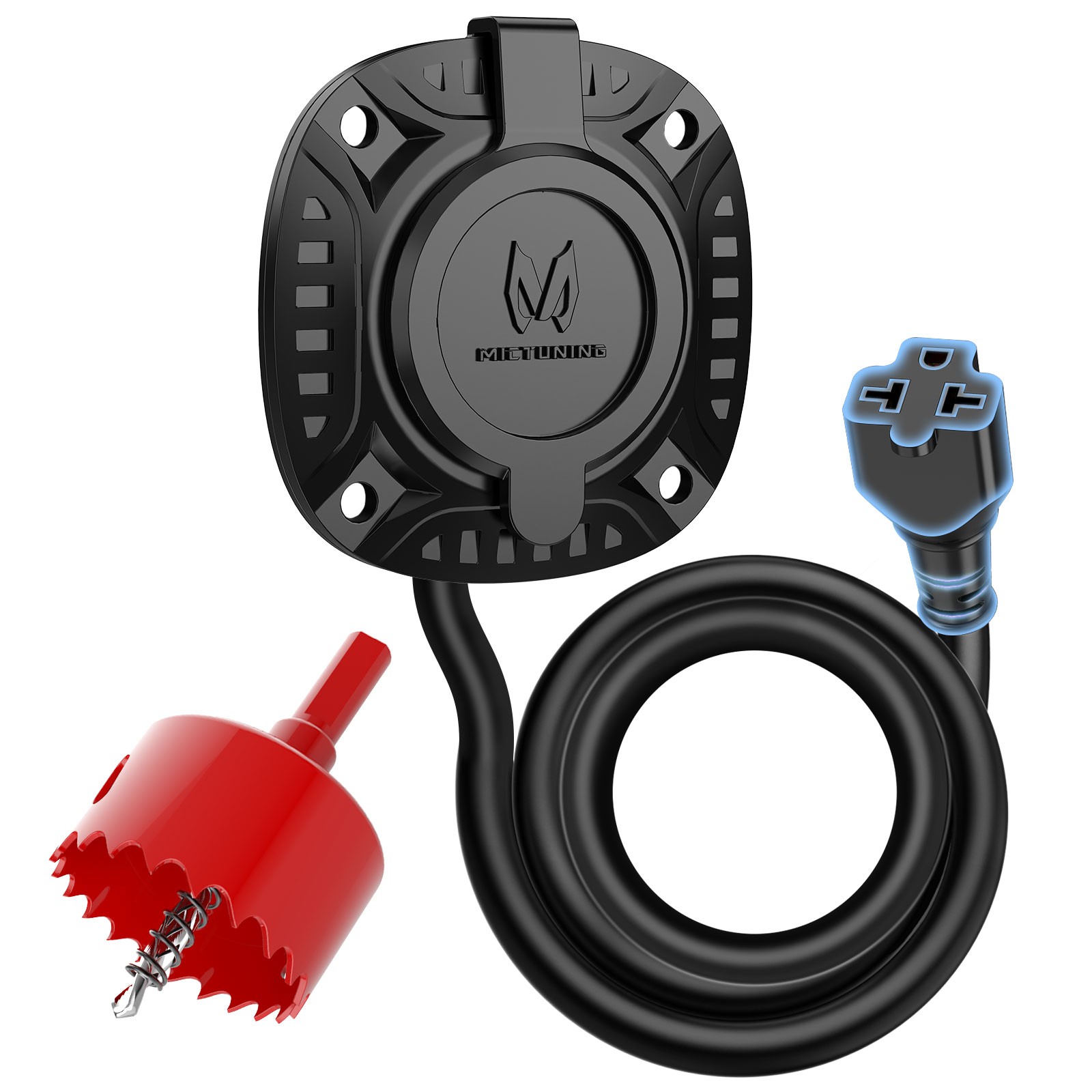 5-in-1 AC Port Plug, RV Shore Power Inlet Plug T-Blade Adapter 125V 20Amp