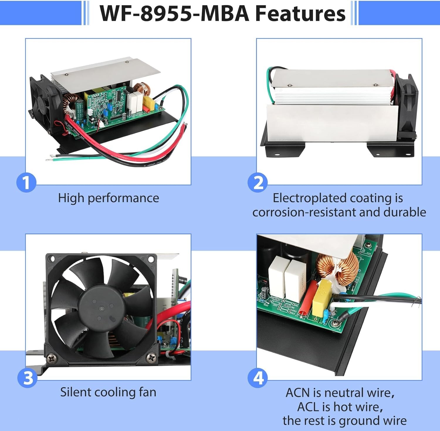 WF-8955-AD-MBA RV Converter 55 Amp DC Main Board Assembly Replacement Unit 950W