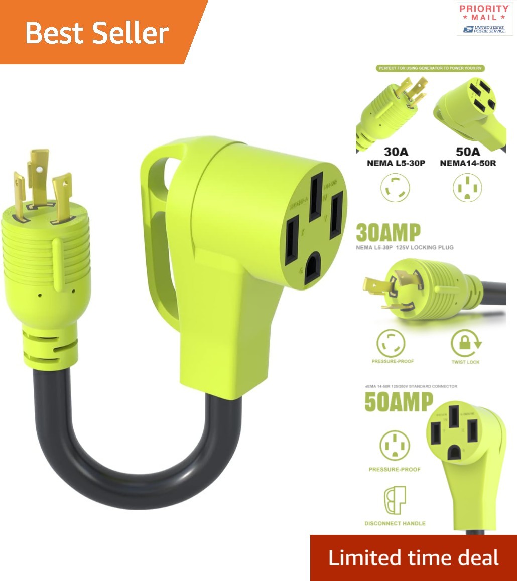 NEMA L5-30P to NEMA 14-50R Generator Adapter Heavy Duty Power Cord 3750 Watts
