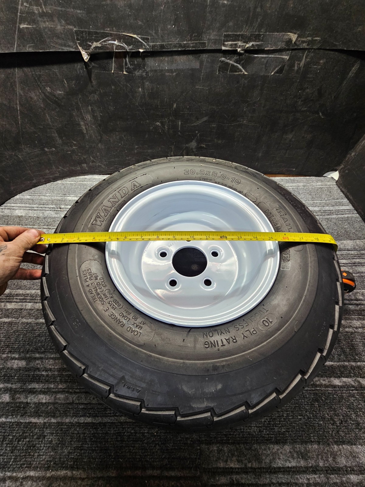 (QTY 2) WANDA Trailer Tire Assembly 20.5×8-10, 205/65-10 White Wheel Rim 5 Lugs