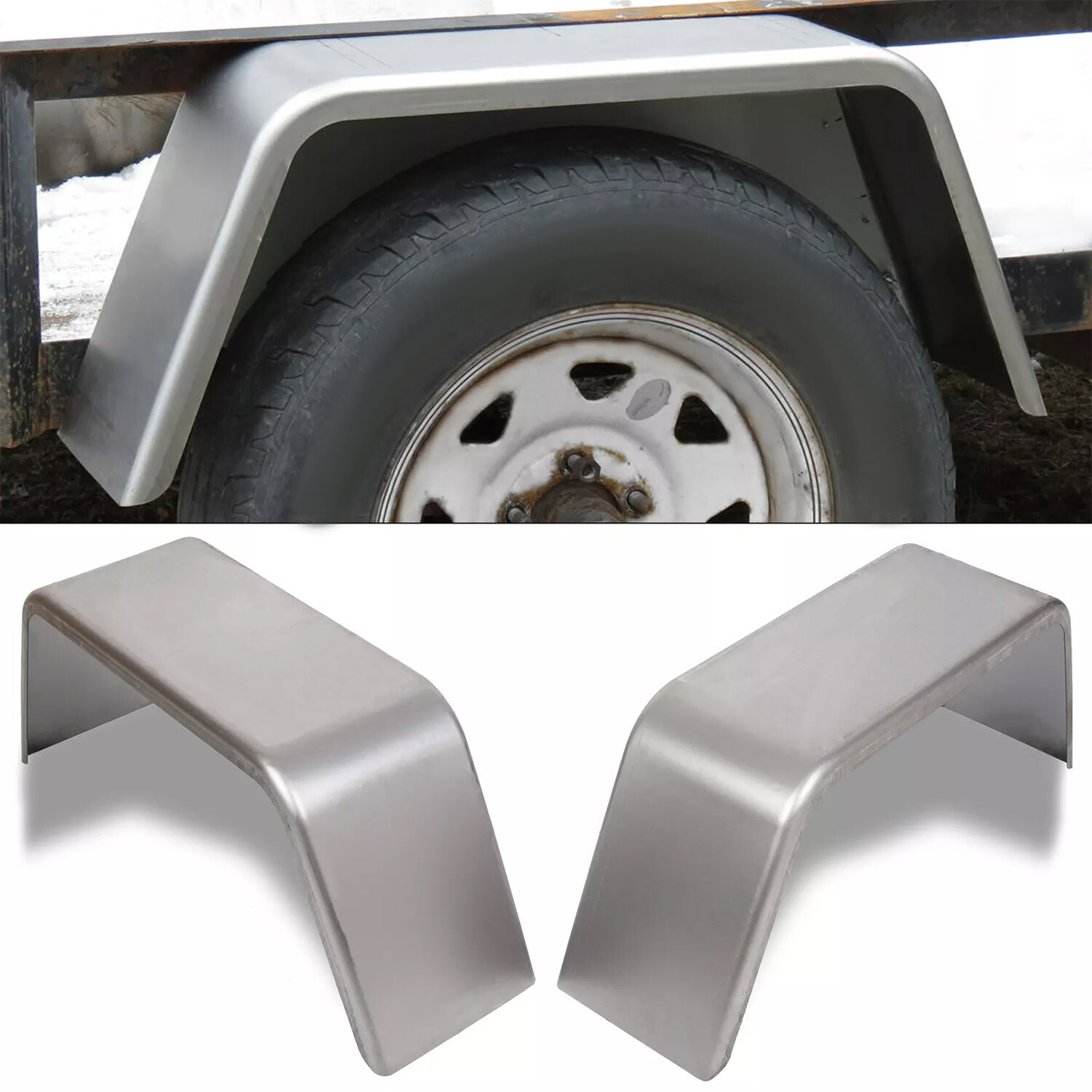 Universal Cargo Trailer Fender Pair 14 15 16 Inch Steel Square Single Axle