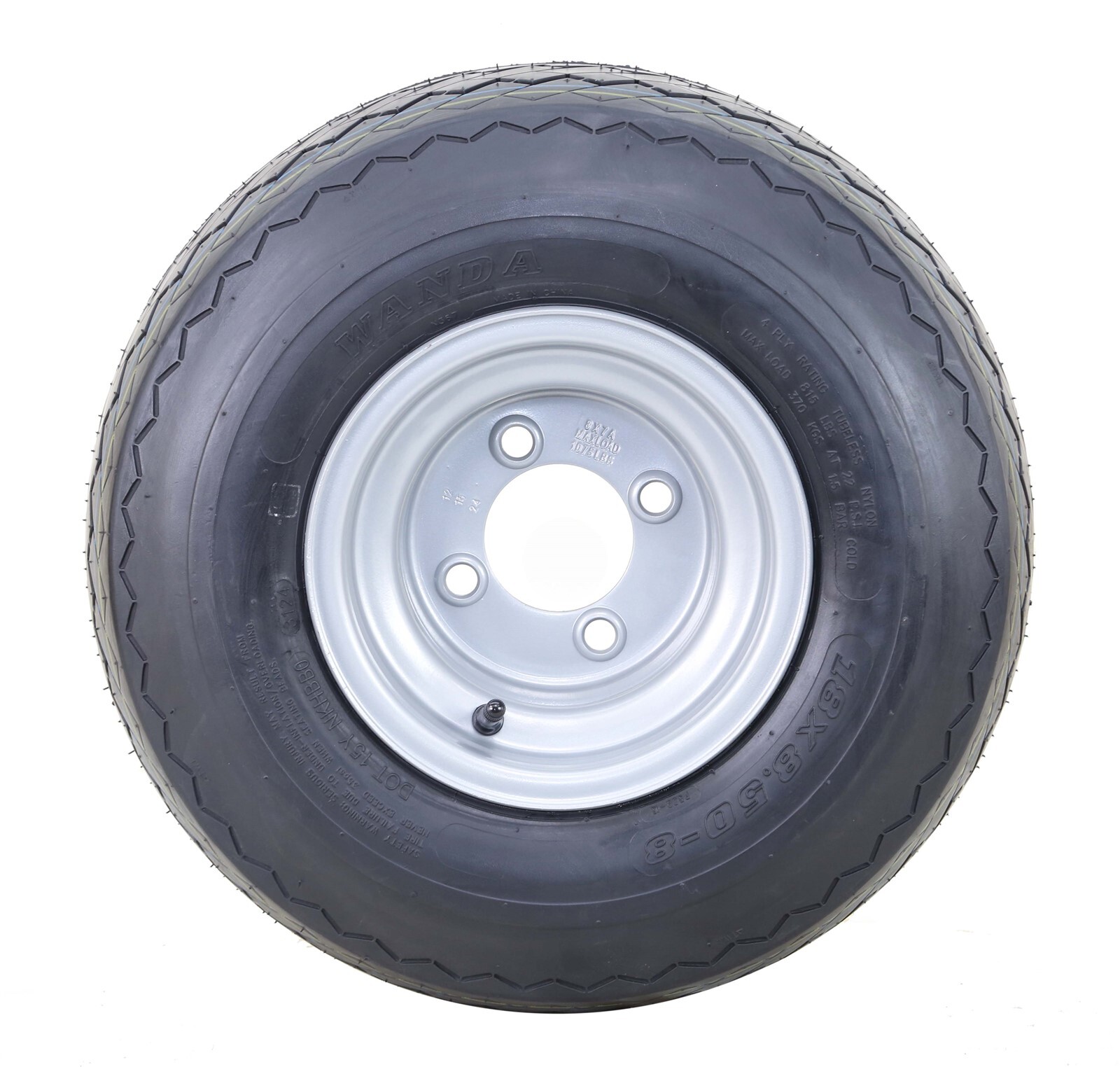 4 WANDA Golf Cart Tire Assembly 18X8.5-8 4-Ply Silver Rim 4 Lugs on 4″