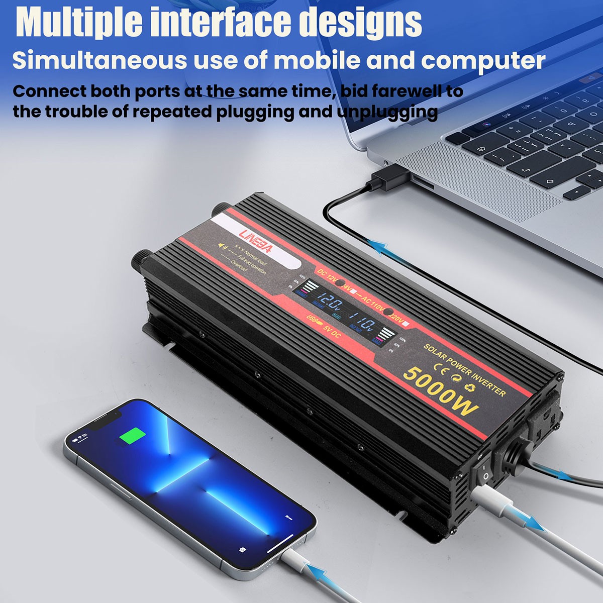 5000W 2500W 1500W Car Power Inverter DC 12V To AC 110V 120V Adapter Converter US