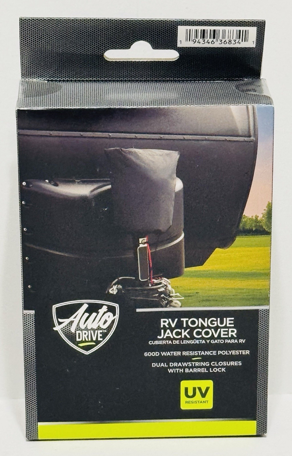 Auto Drive RV Electric Tongue Jack Cover 600D Water Resistance Polyester