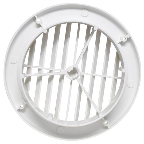 A/C Vent LOUVERED 5IN Plastic, White, CARDED