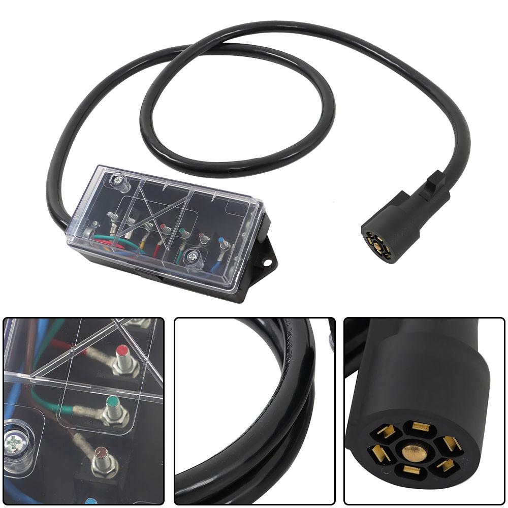 For RV Trailer 6FT 7 Way Trailer Cable with 7 Pin Plug and 7 Gang Junction Box