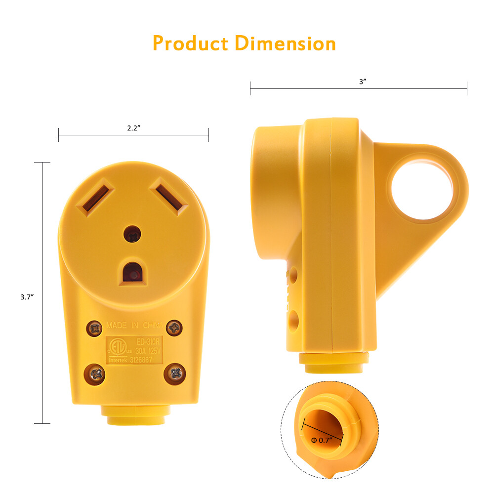 125/250v 30A 50A RV Replacement Male Plug Female Receptacle Camper Power Adapter