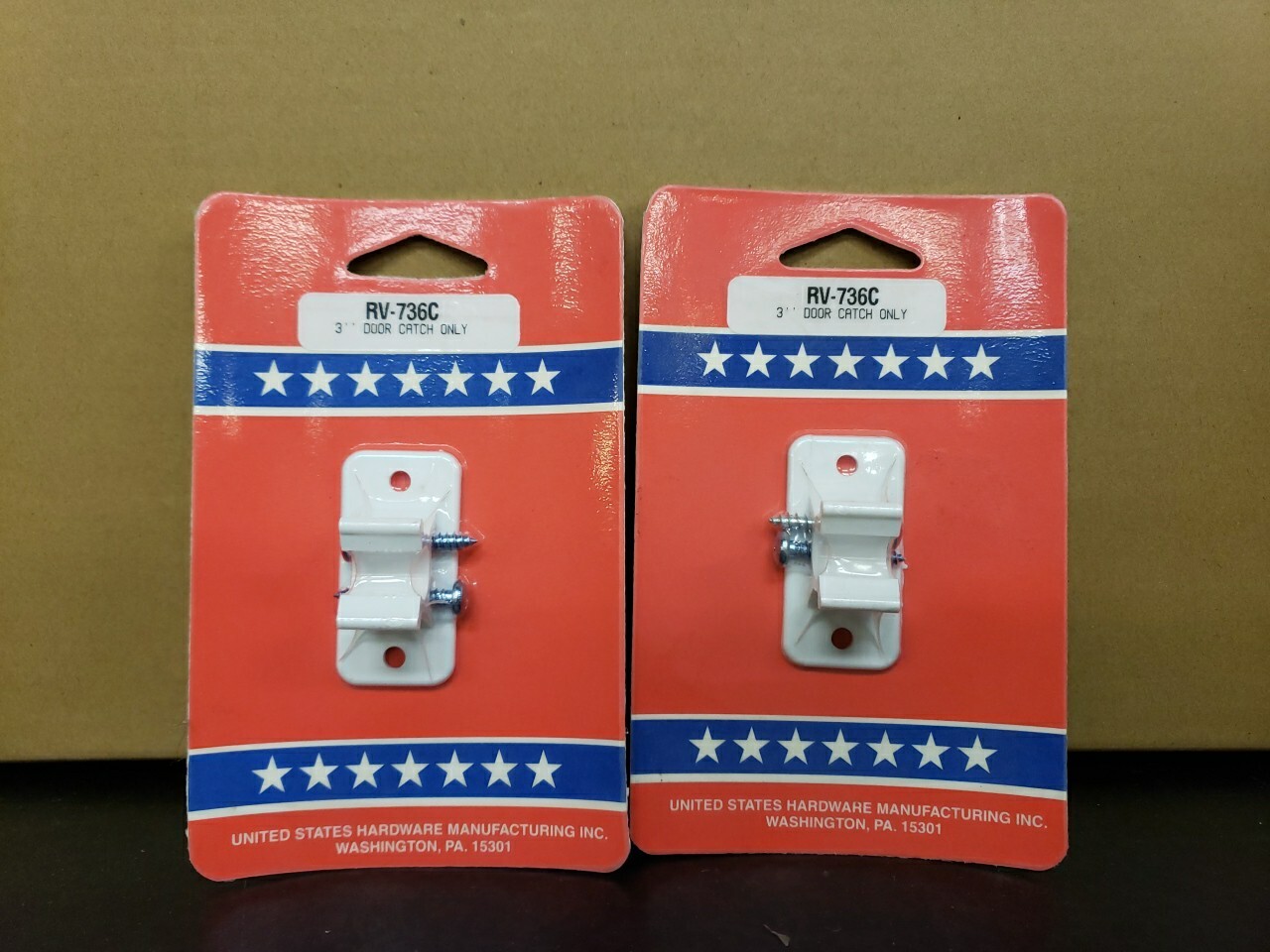 United States Hardware RV-736C 3″ Door Catch White- LOT OF 2