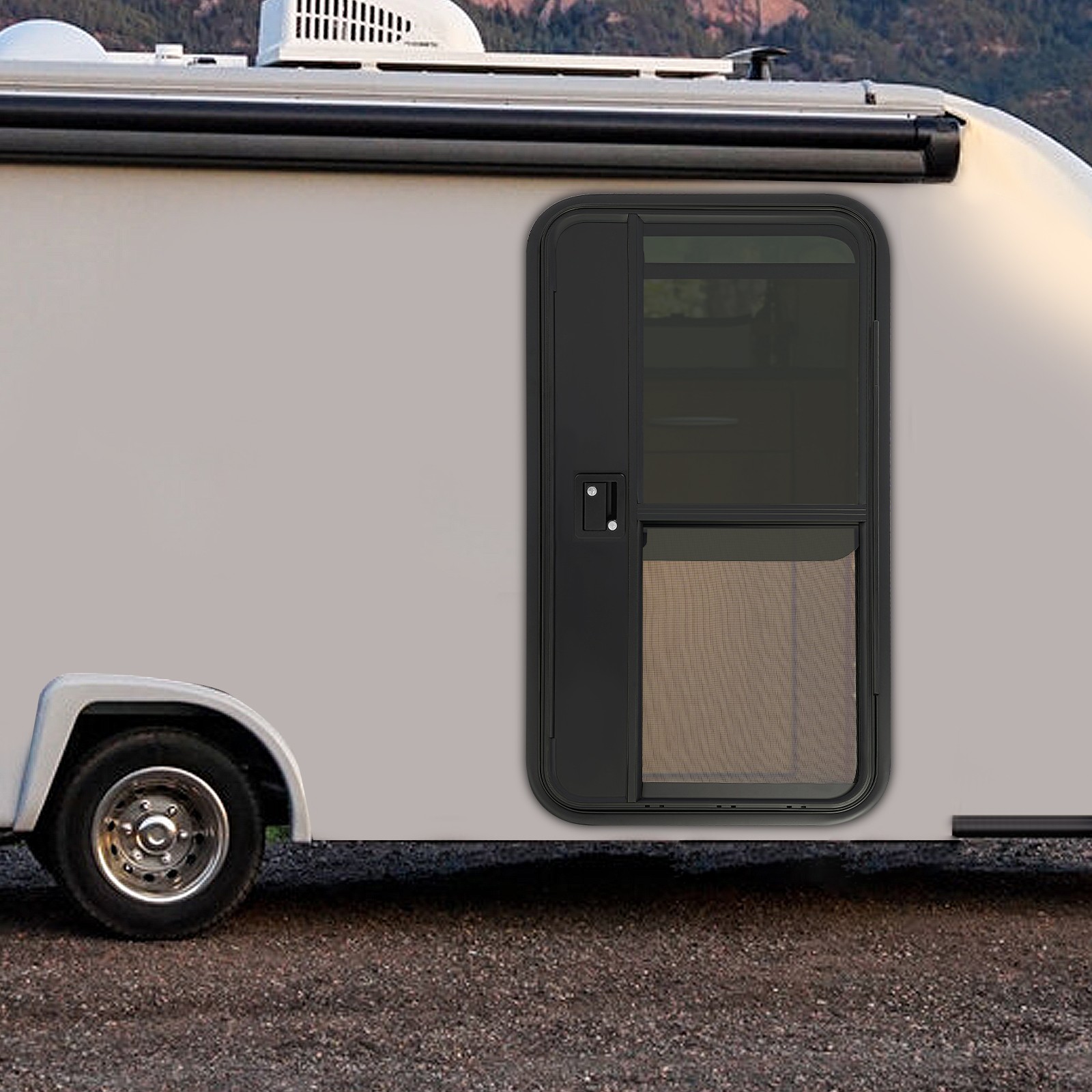 Black RV Camper Teardrop Trailer Entry Door for Right& Passenger Side W/ 4* Keys