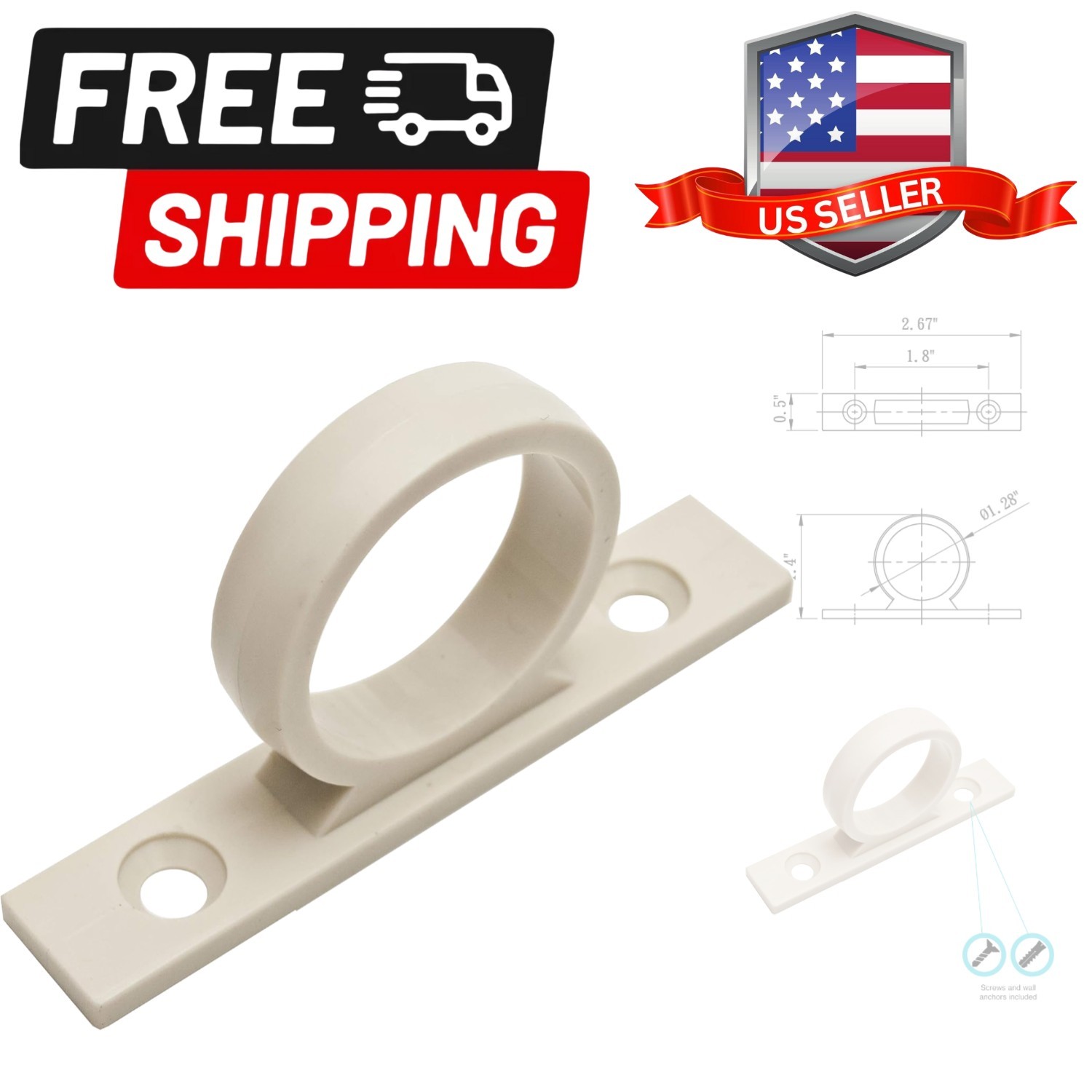 DF-SA155-BQ RV Shower Hose Guide Ring, Mounting Screws Included Bisque Parchment