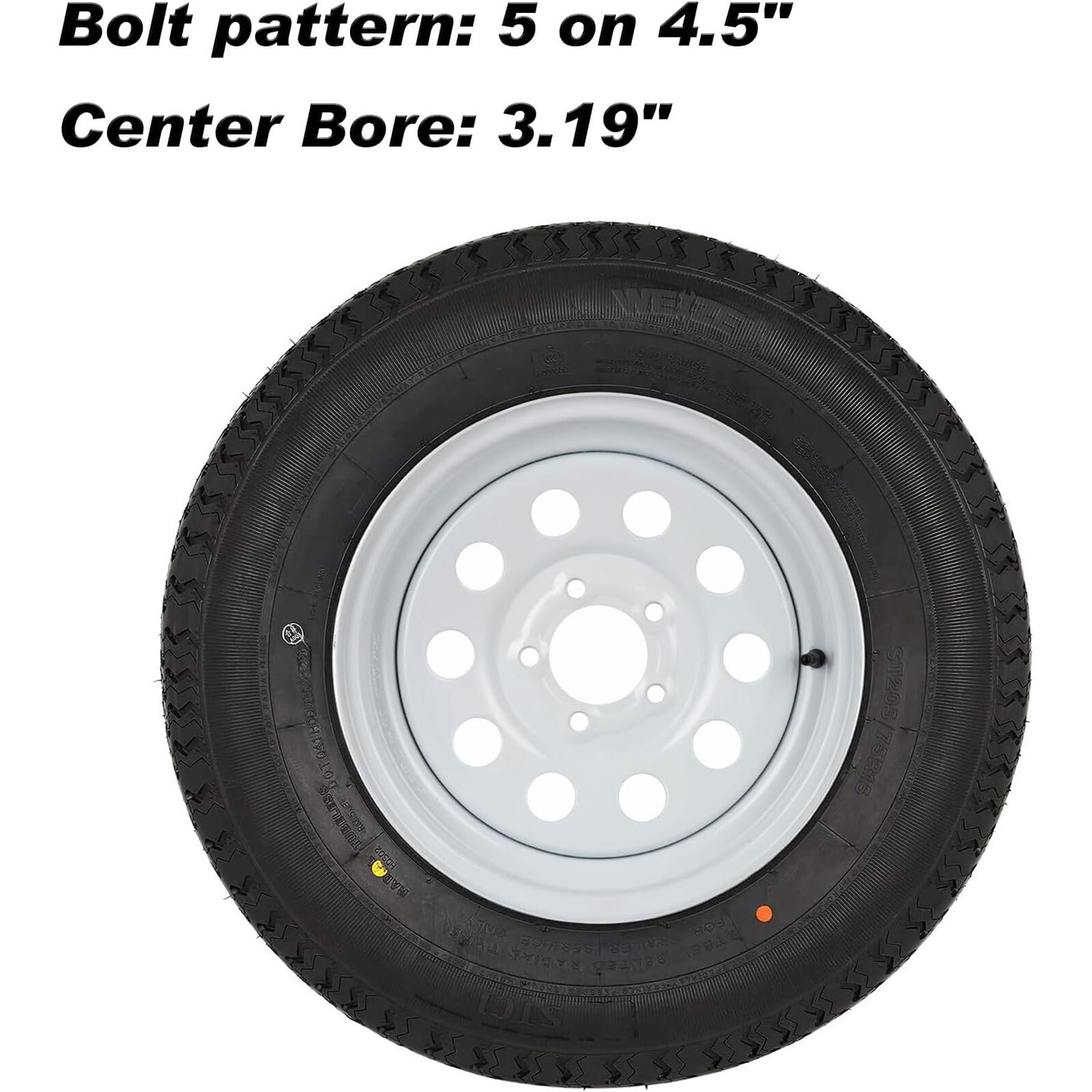 WEIZE ST175/80R13 Radial Trailer Tire with 13″ Rim 5 on 4-1/2″ Load Range C 2PCS