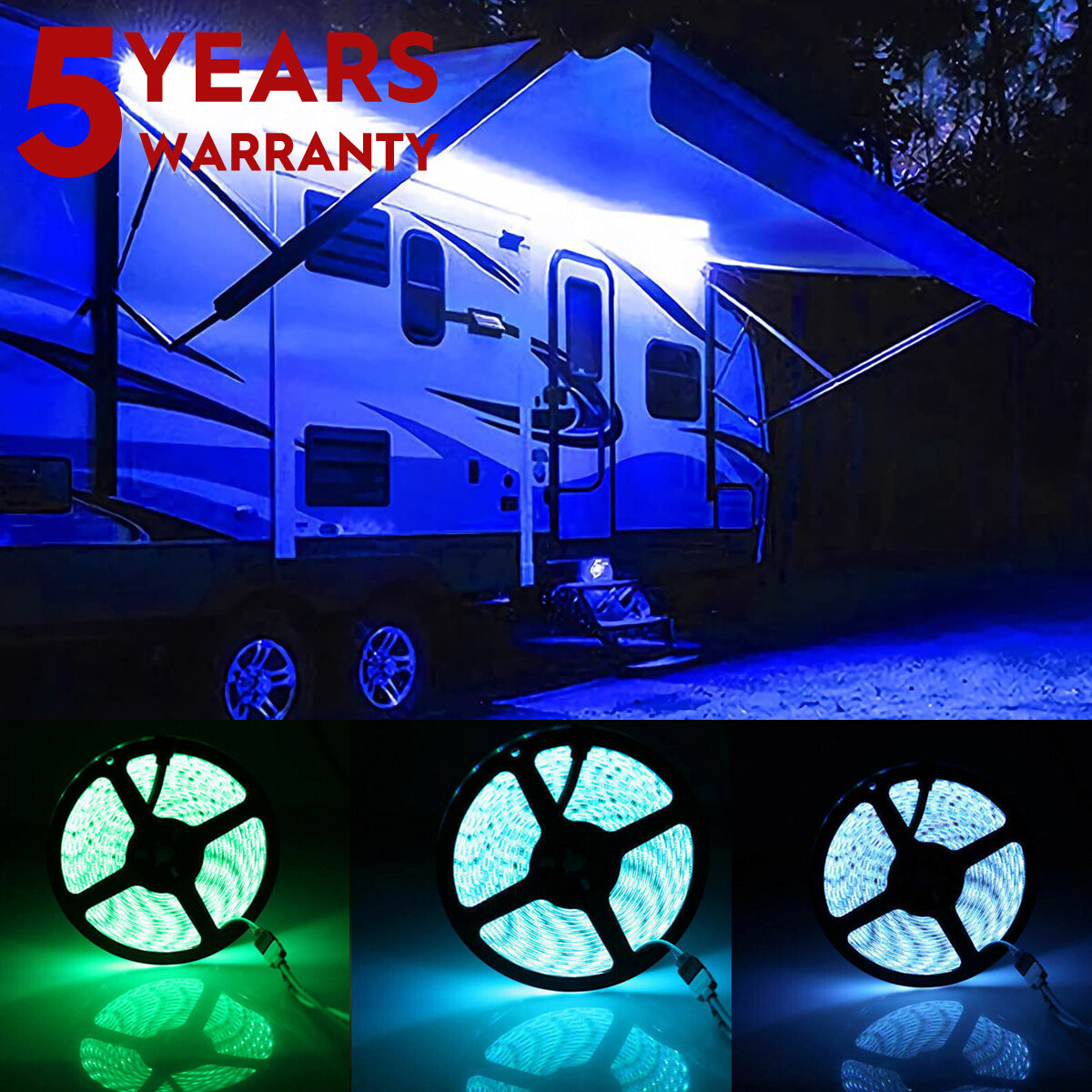 2835 RV 300LED Camper Awning Boat Light Set w/IR Remote 24 key RGB 5M Waterproof
