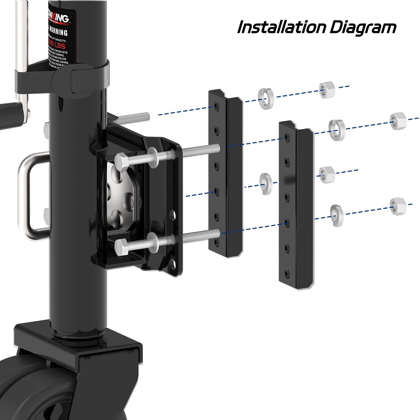 2000 lbs Upgraded Boat Trailer Jack, 10″ Lift, Bolt On Black