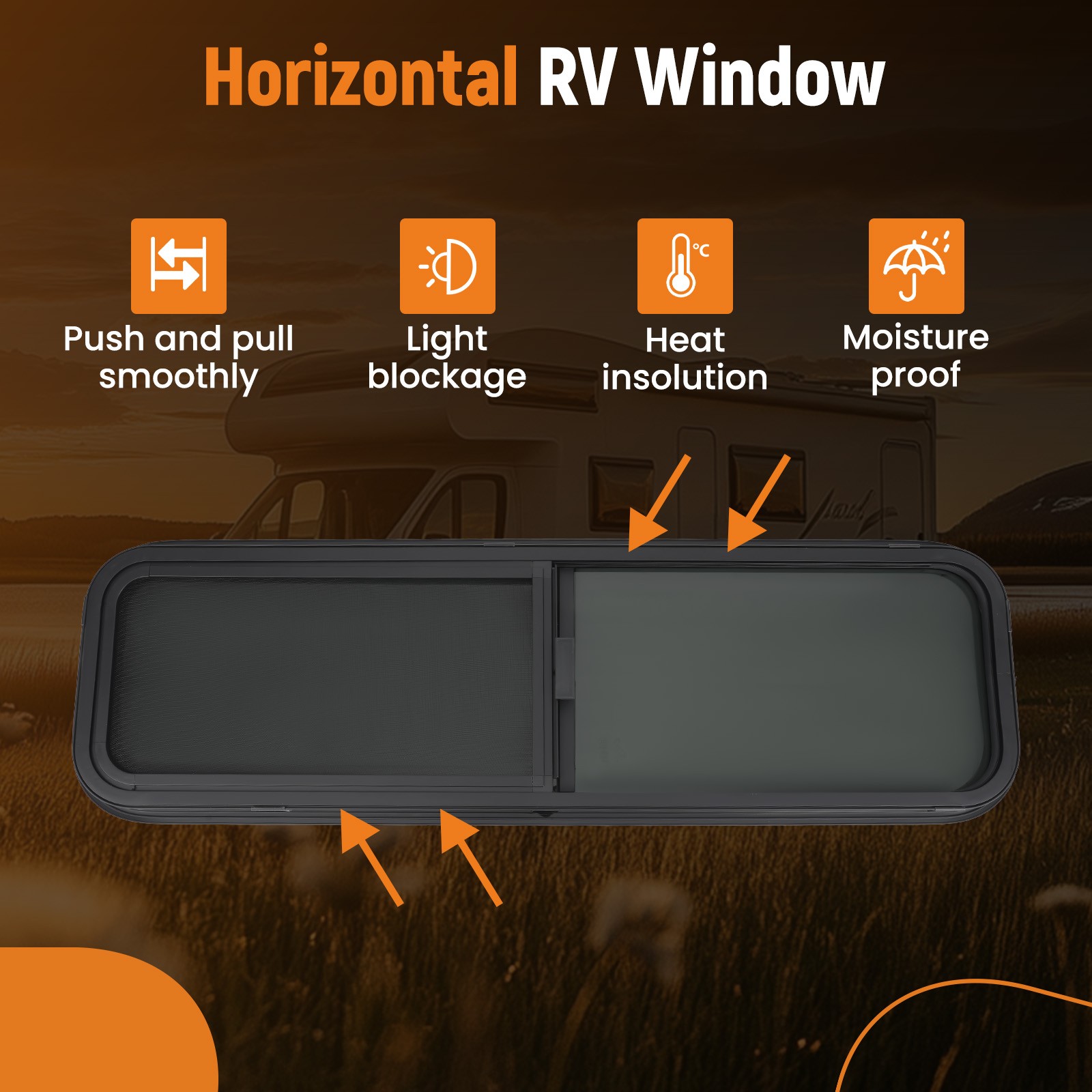 42″ W x 12″ H RV Window Horizontal for RV/Camper/Trailer/Food Truck