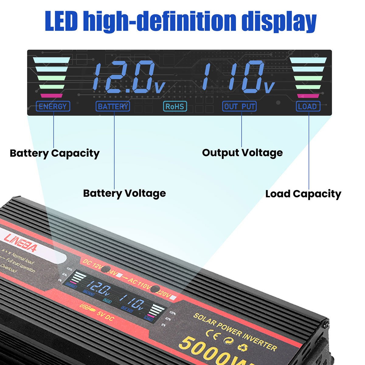 5000W 2500W 1500W Car Power Inverter DC 12V To AC 110V 120V Adapter Converter US
