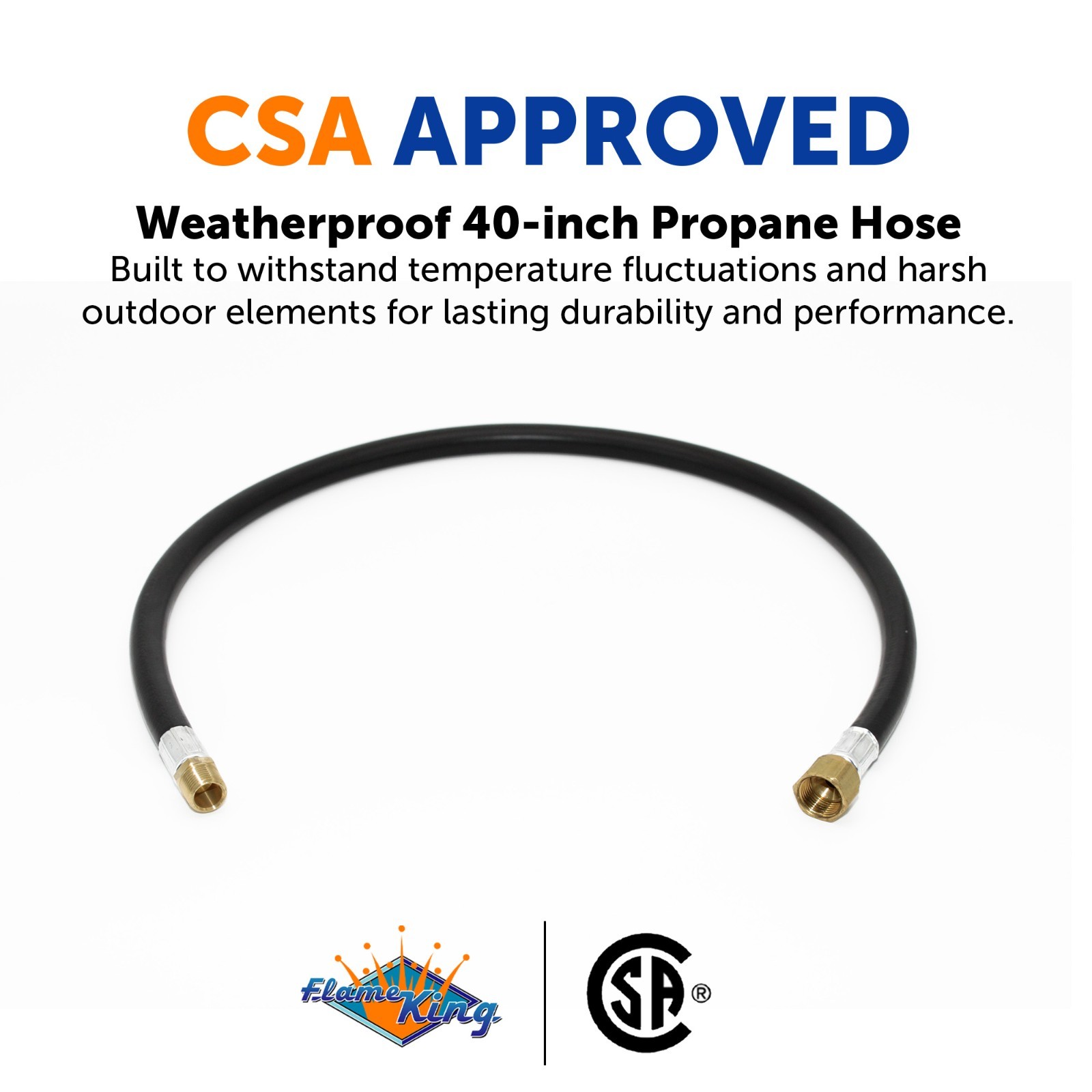 40 inch Thermo Plastic Hose Assembly for LP and Natural Gas, 3/8 Inch ID