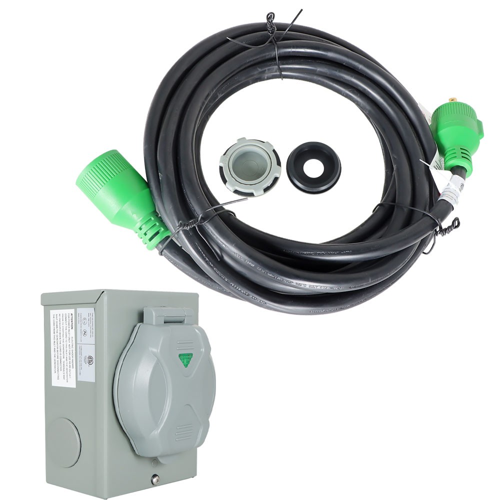 30 Amp 25/50/75/100Ft L14-30 Generator Extension Power Cord Power Inlet Box