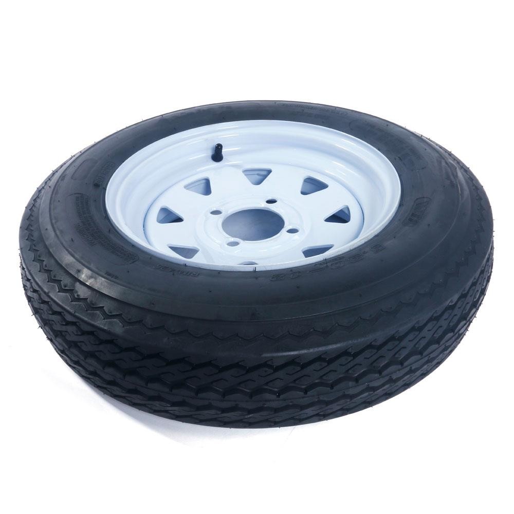 Two of millionparts Trailer Tires Tubeless 4 Lug Wheel White Spoke 5.30-12