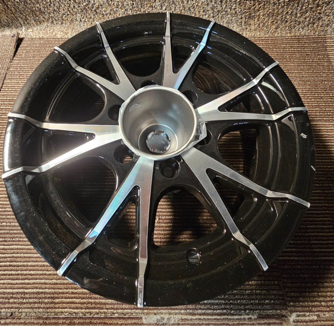 (QTY 1) 6 Twin Spoke Machined Black ALUMINUM TRAILER WHEEL 14×6 5×120 0mm