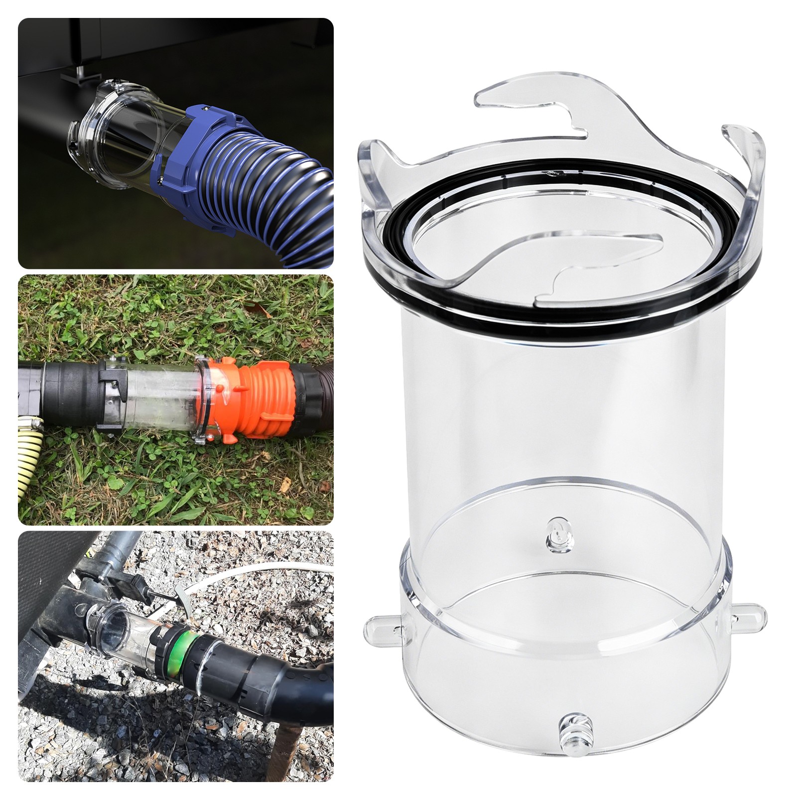 5″ RV Sewer Hose Extender Adapter 3″ Bayonet Lug Fitting Transparent Extension