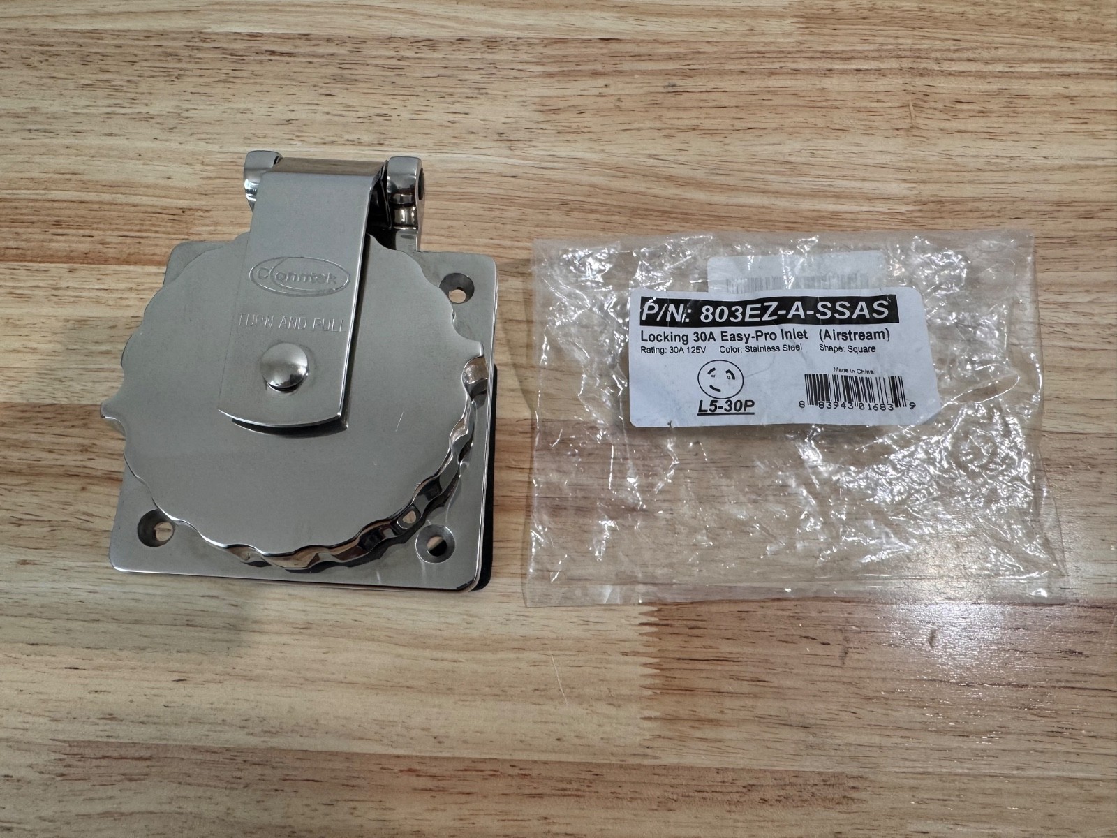 Conntek 30 Amp 125 Volt RV Marine Power Inlet – Stainless Steel