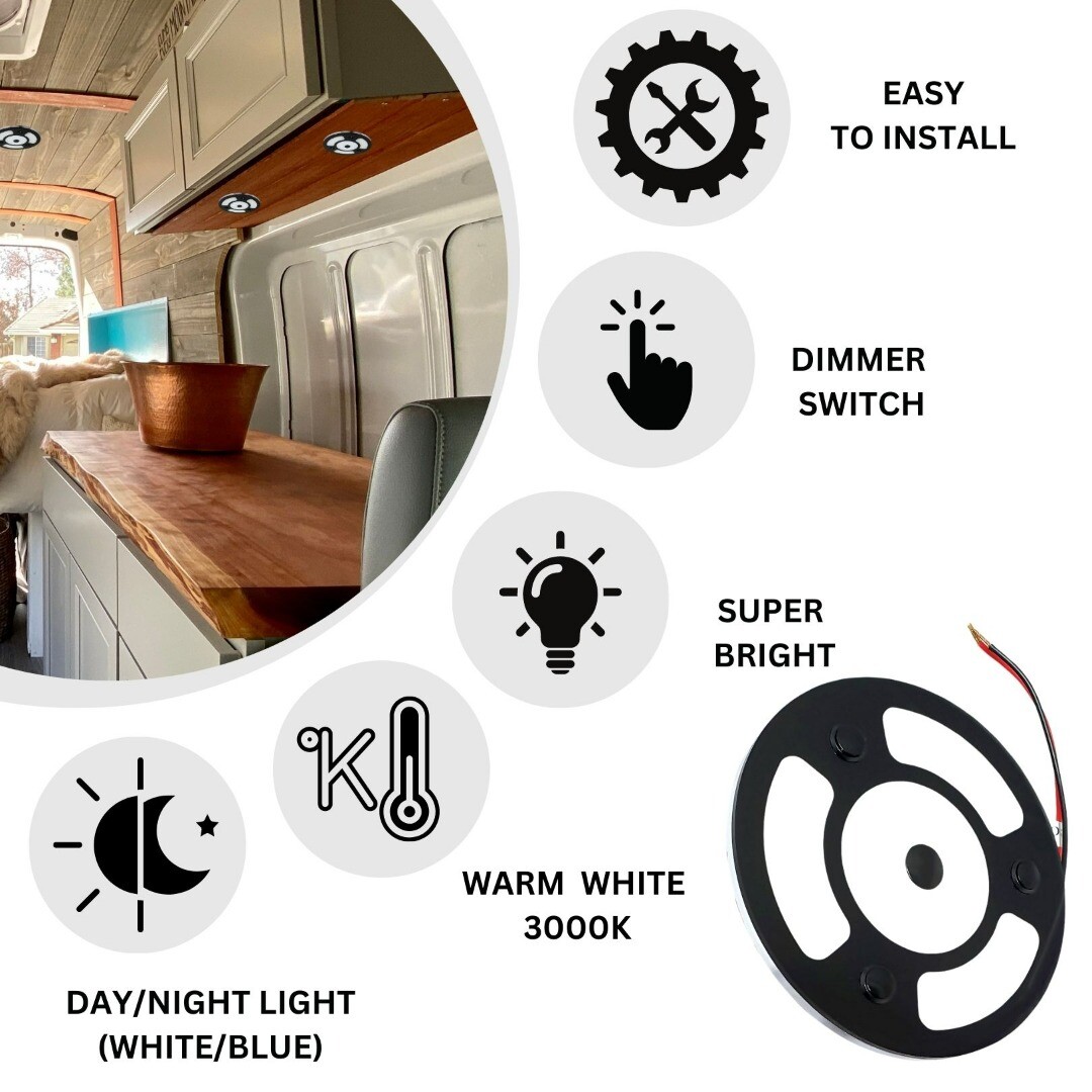 12V LED Spot Light Touch Control Dimmer Switch Motorhome Campervan Caravan Boat