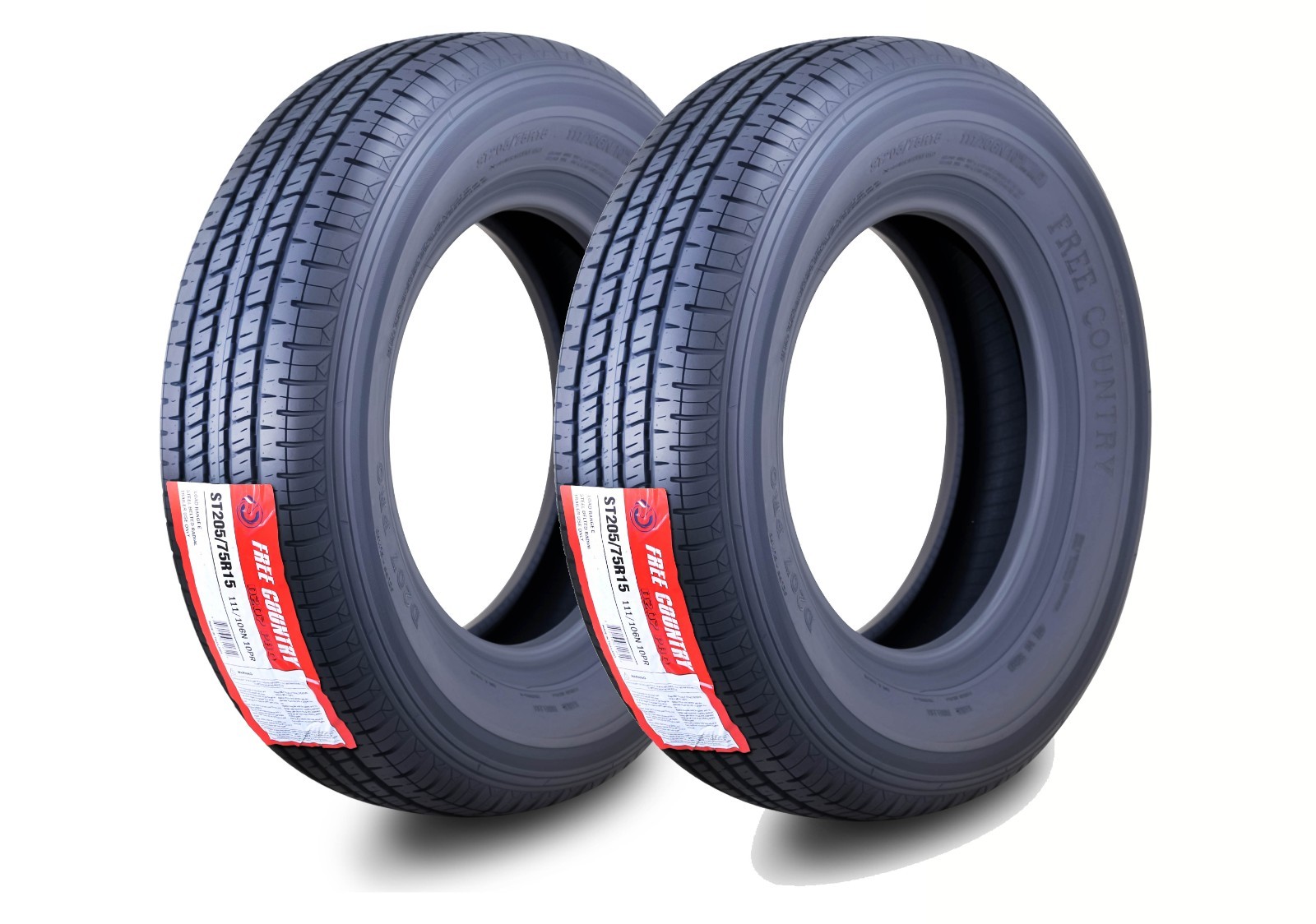 CLEARANCE! 2PC ST205/75R15 Trailer Tires FREE COUNTRY 10PR Radial Heavy Duty