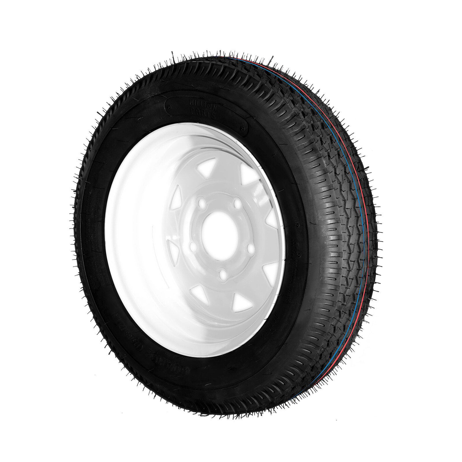 Two 4.80-12 Trailer Tires And Rims 4.80×12 480×12 LRB 5 Lug White Spoke Wheel