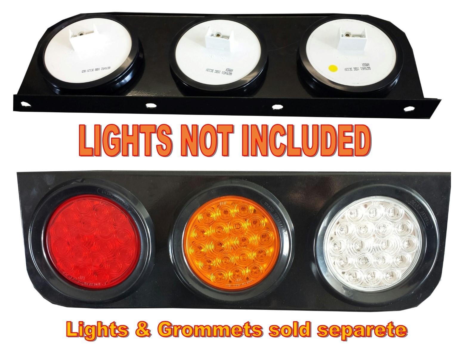 Black L Mounting Brackets with 2 Round Holes for 4″ Lights (PAIR)