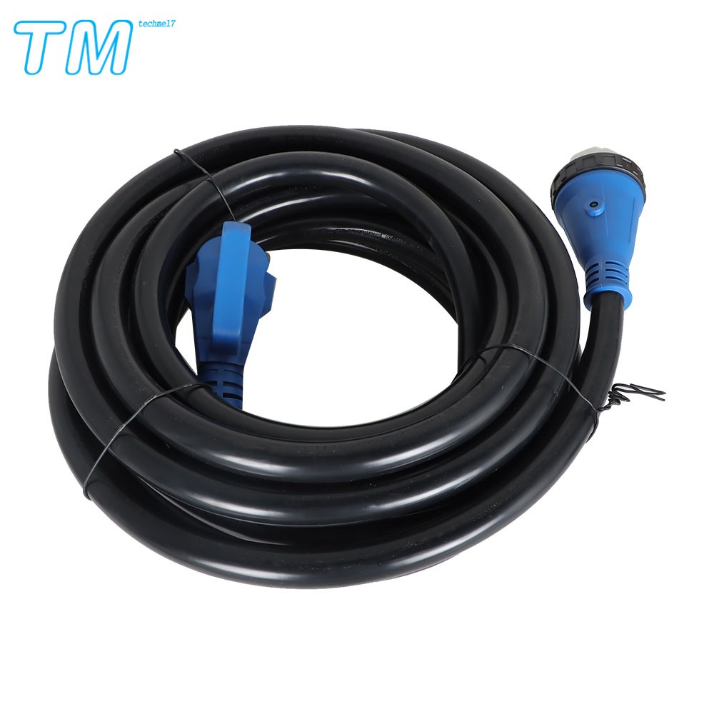 30FT 50Amp RV Extension Black Cord & Power Inlet Box Combo Kit Twist Lock + LED