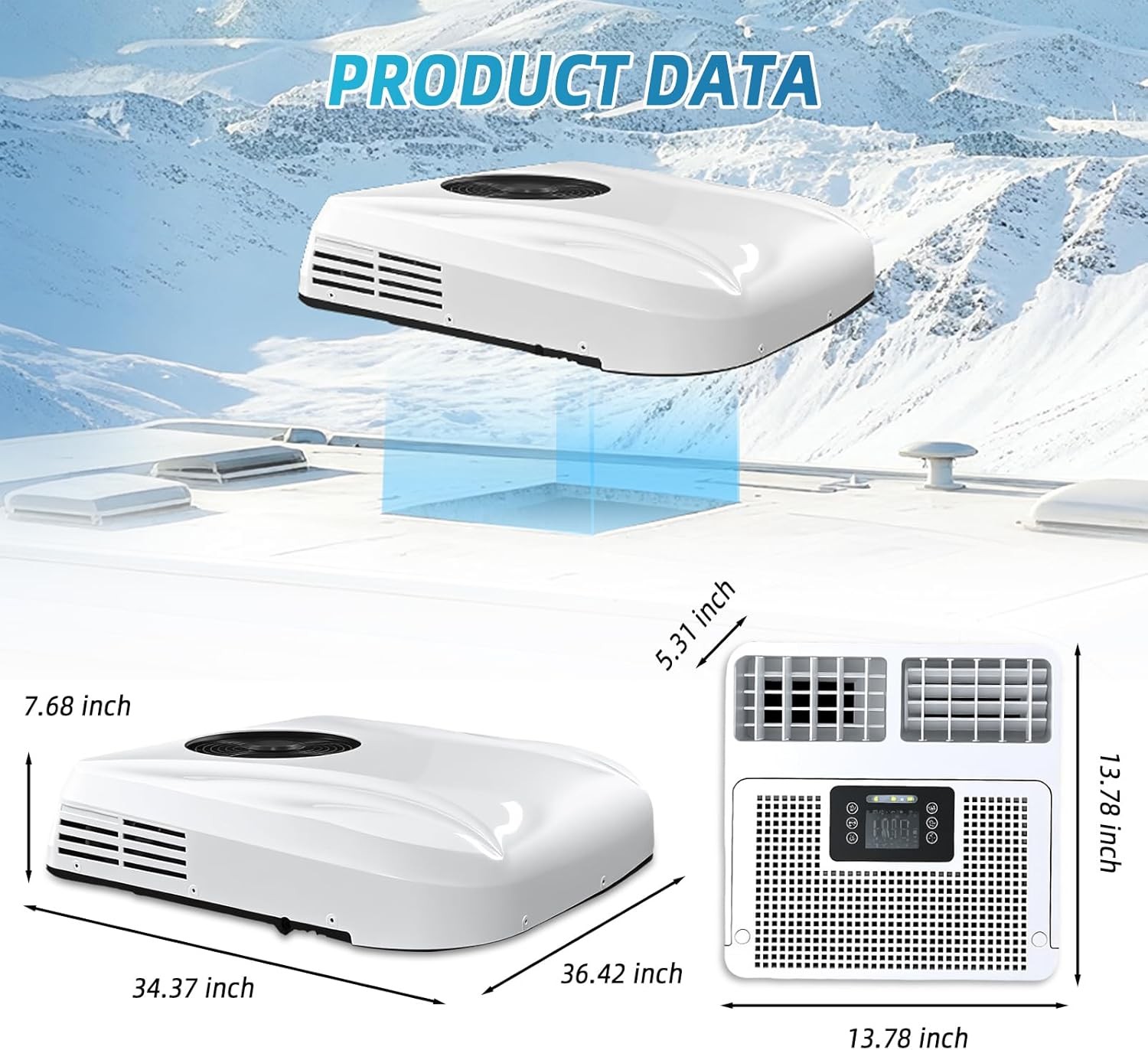 12V 10000BTU Heat Pump Roof Air Conditioner Truck Dual-Function Heat&Cool Unit