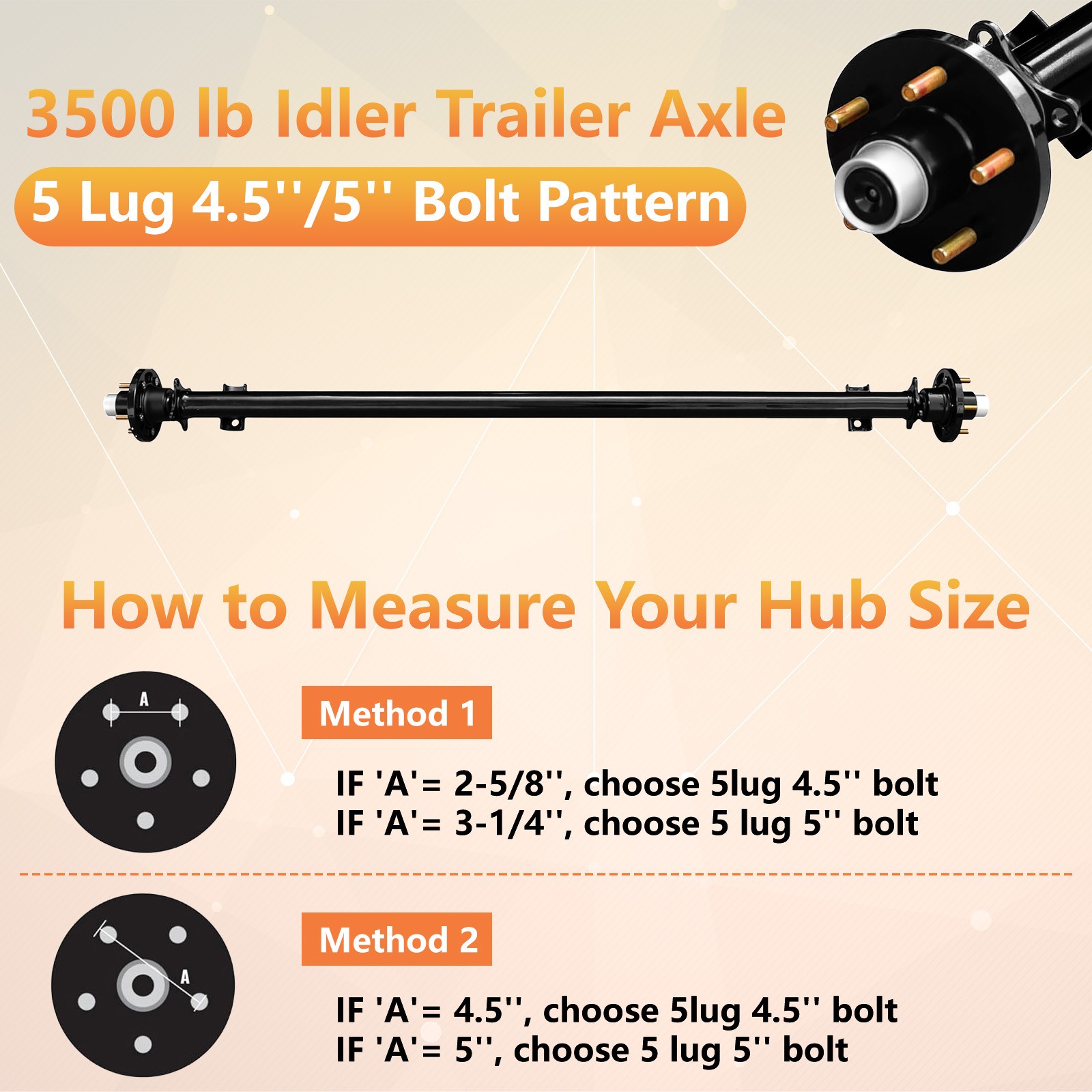 New 5×5 Bolt Pattern 58″ Spring Center 73″ Hubface 3500 lbs Trailer Axle