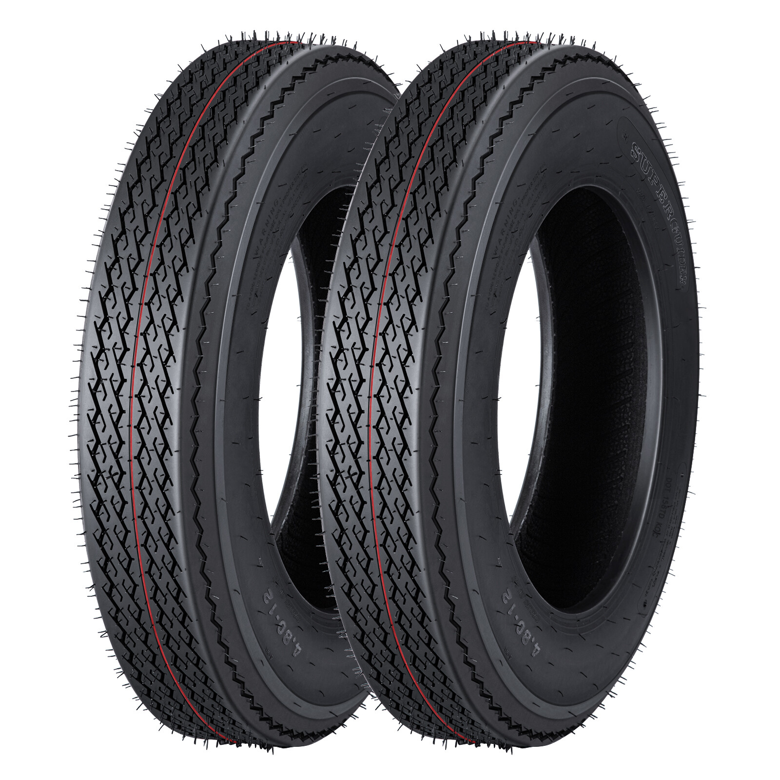 2 Pack 4.8-12 Trailer Tires 4.8×12 480-12 Load Range C 90PSI Tires 4.80-12 6PR