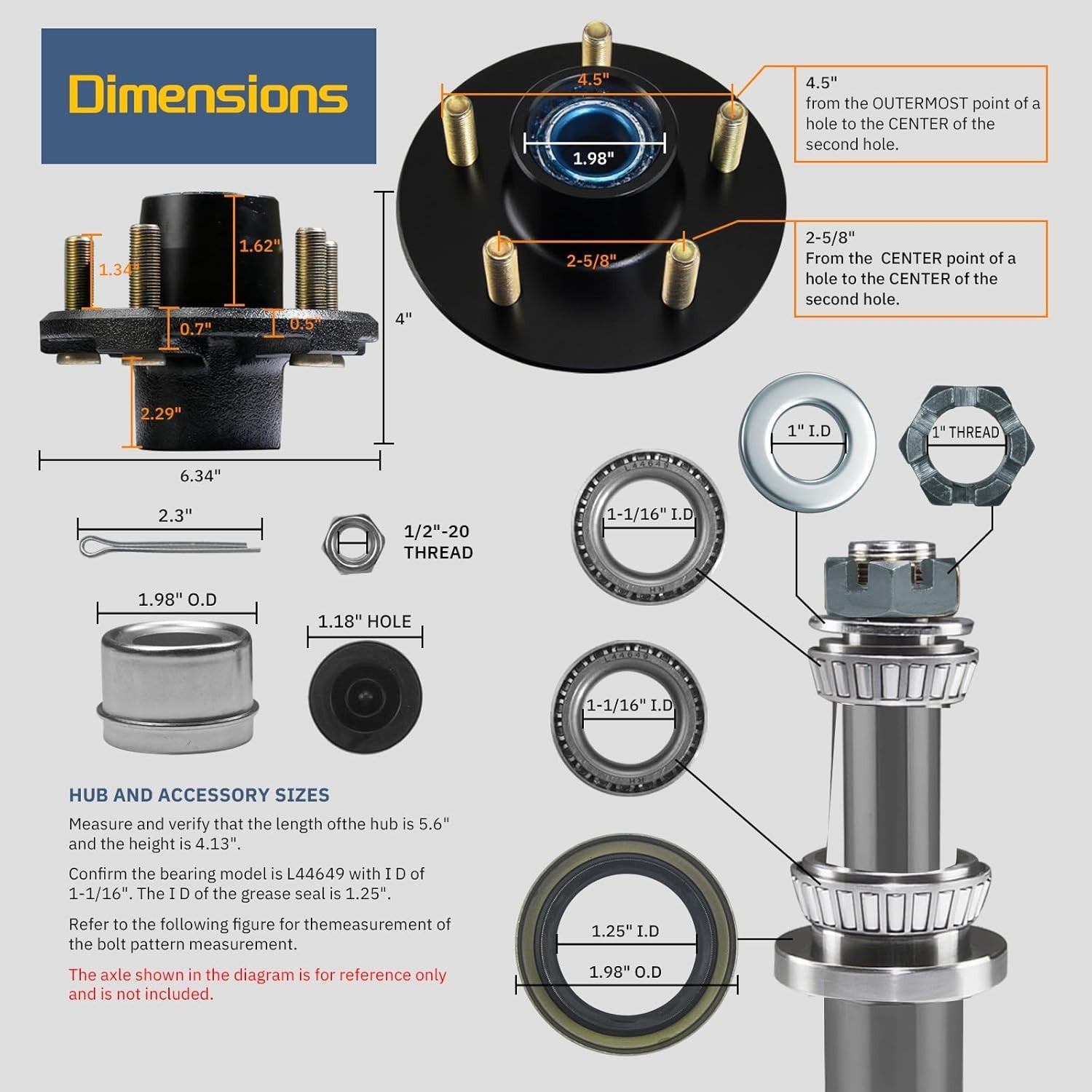 High-Strength Trailer Hub Assembly Kit with Pre-Lubricated Parts and