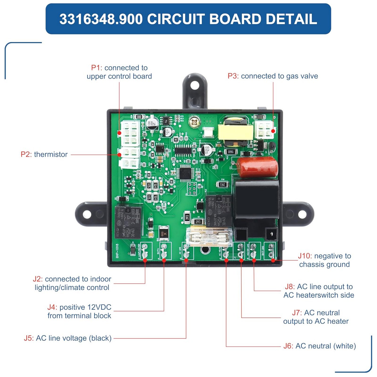 3316348.900 RV Refrigerator Control Board Fits for Dometic RM2351 RM2354 RM2451