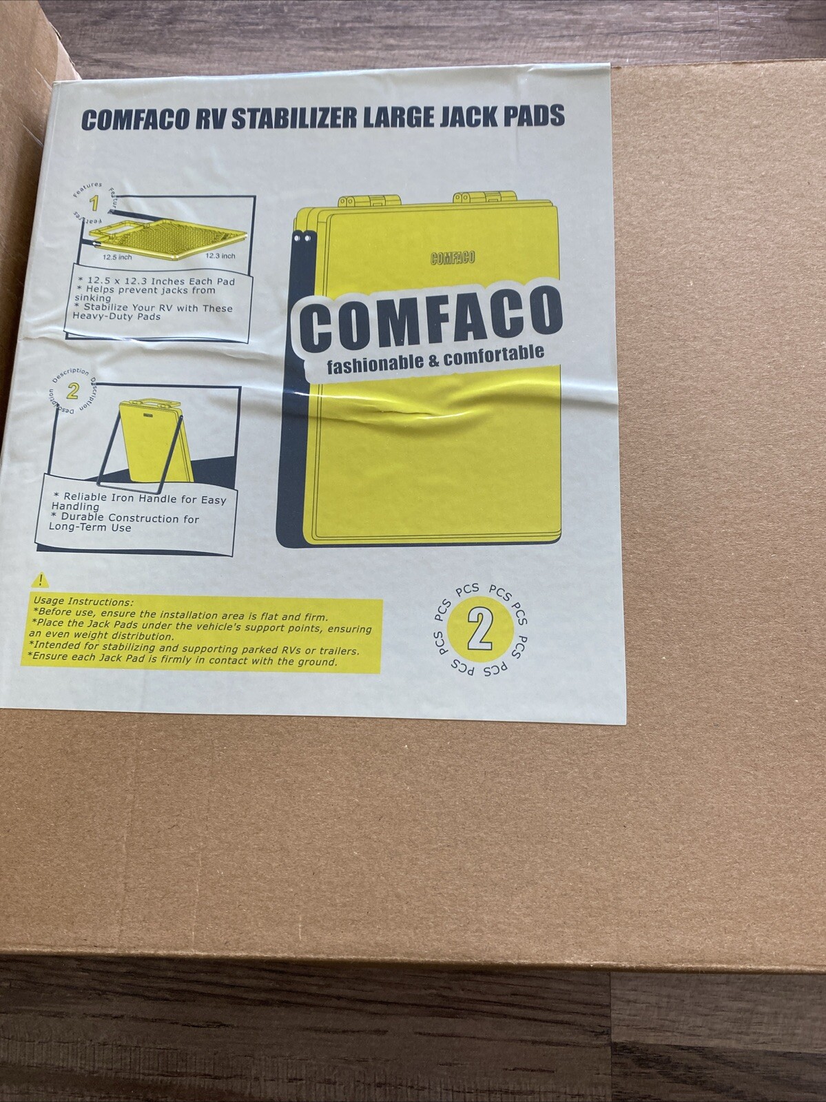 Camco RV Large Stabilizer Jack Pads UV-Stabilized Resin Yellow 4pack/aj