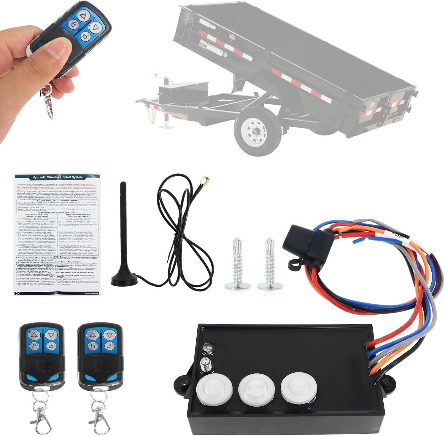 G3-H01 Dump Trailer Wireless Remote Control System Kit Hydraulic Lift Winch Tilt
