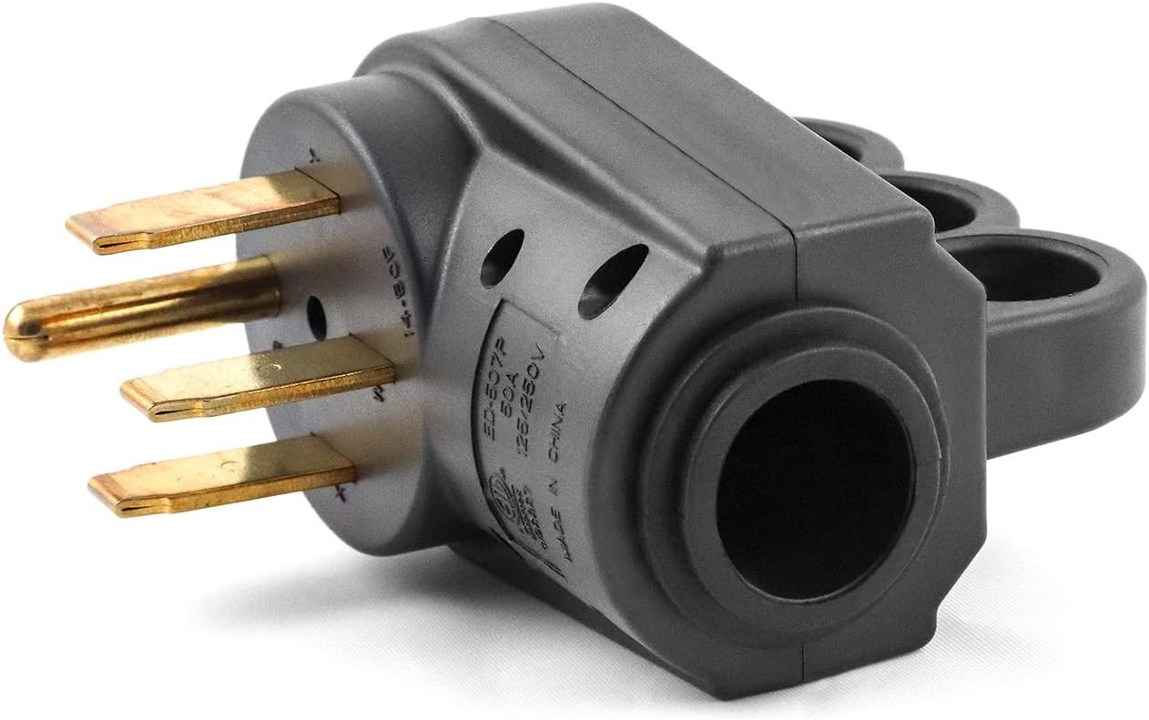 QWORK Nema 14-50P 50 Amp Male RV Replacement Plug, 125/250V Male, 1 Pack